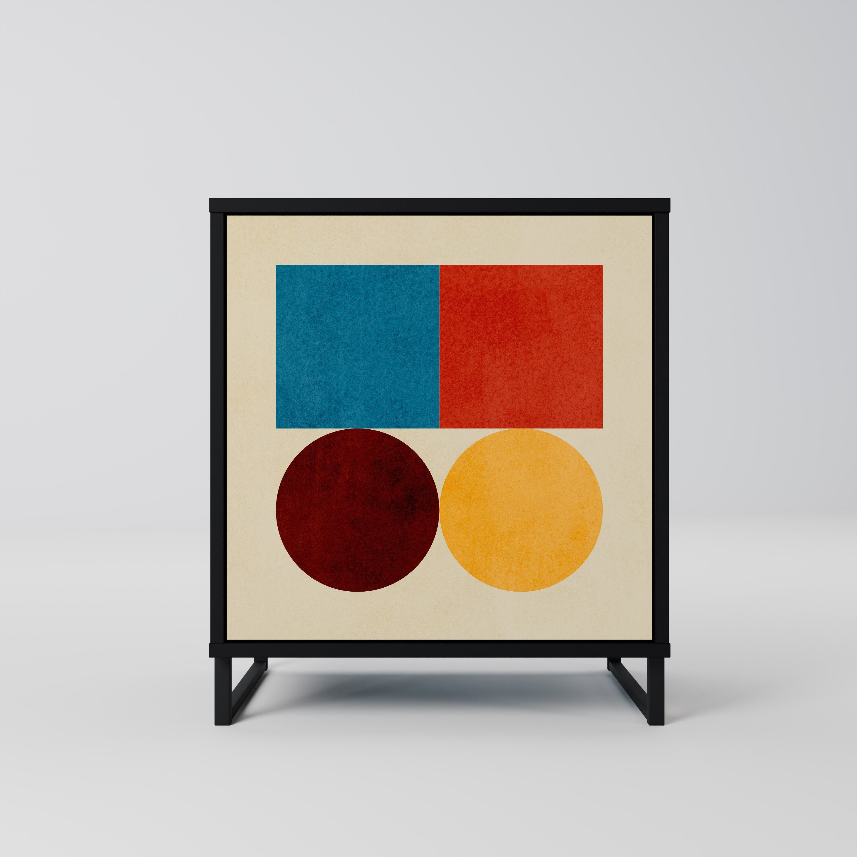 GEOMETRIC PUZZLE Aparador de 1 Porta em Acabamento Preto