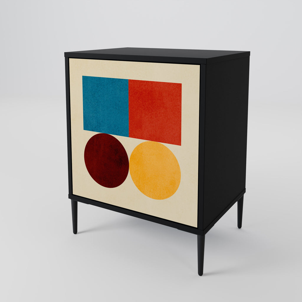 GEOMETRIC PUZZLE 1-Door Sideboard in Black Finish