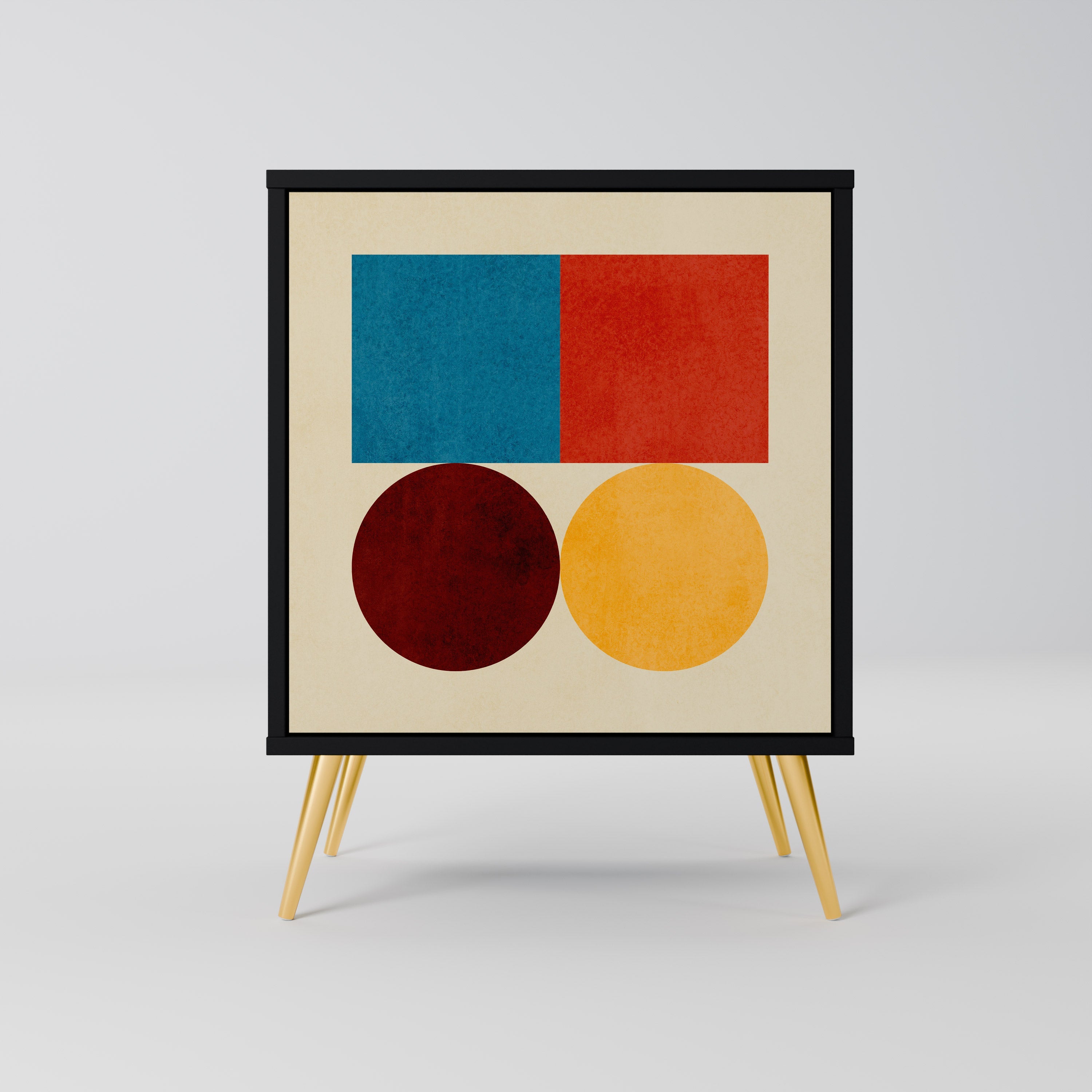 GEOMETRIC PUZZLE Aparador de 1 Porta em Acabamento Preto