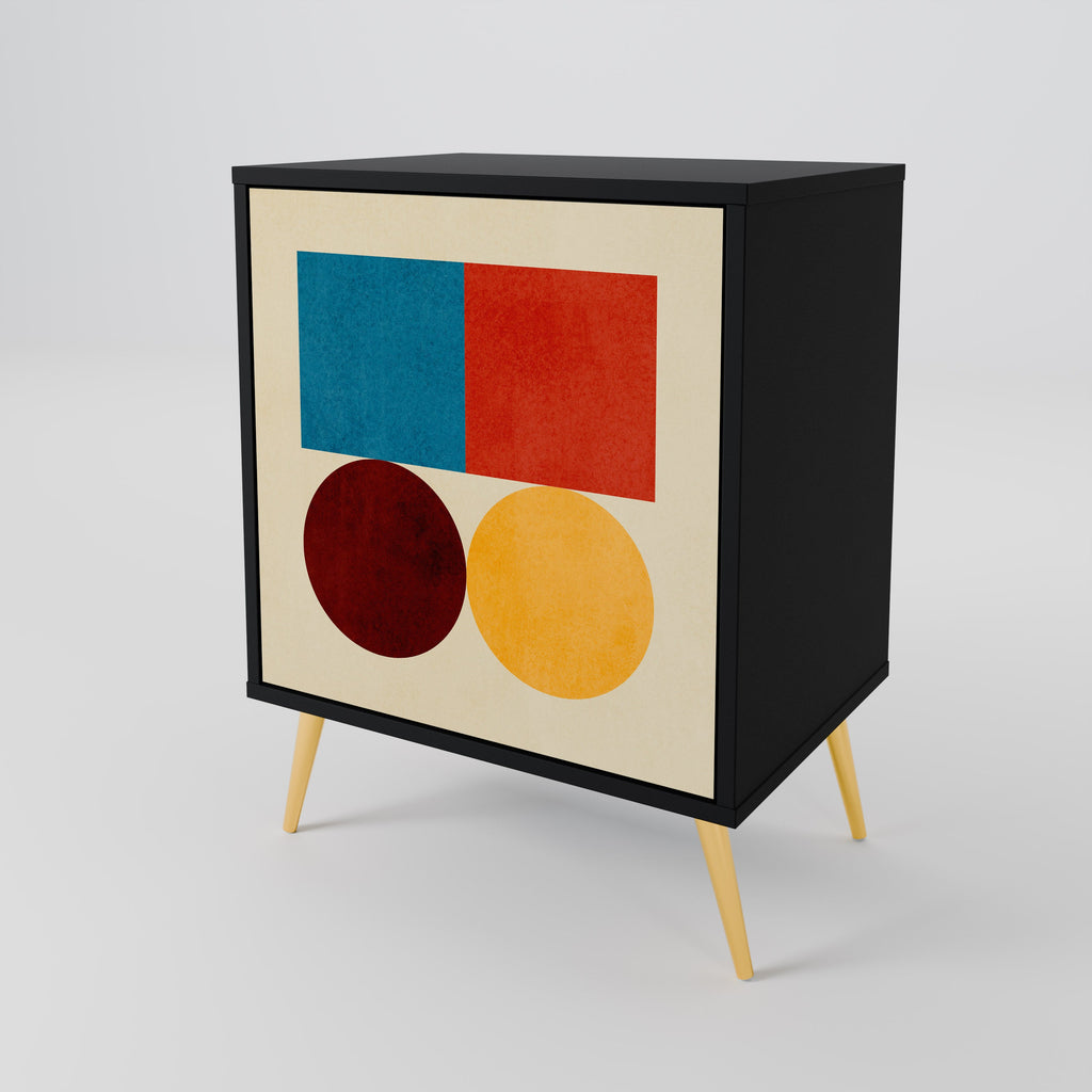 GEOMETRIC PUZZLE 1-Door Sideboard in Black Finish