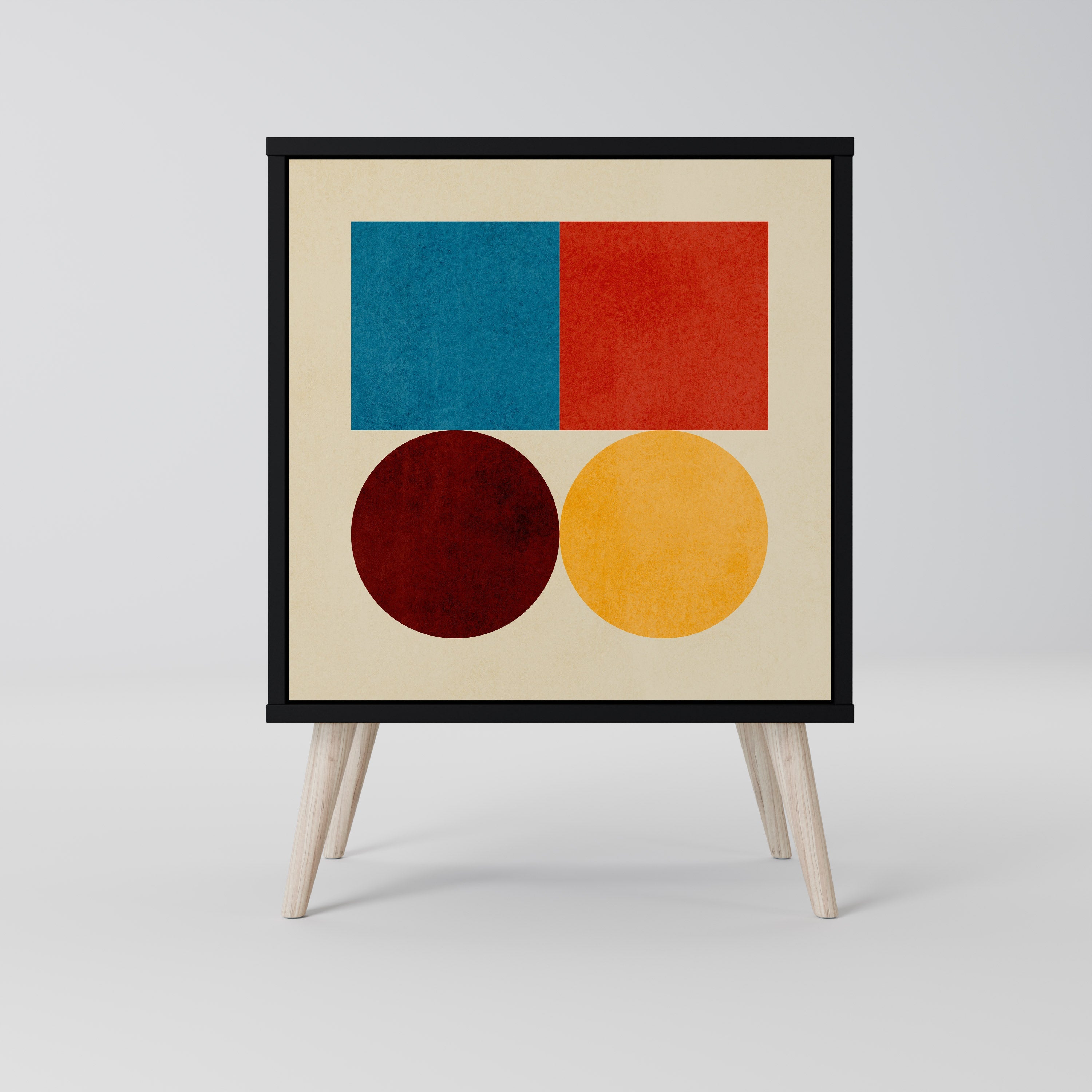 GEOMETRIC PUZZLE Aparador de 1 Porta em Acabamento Preto