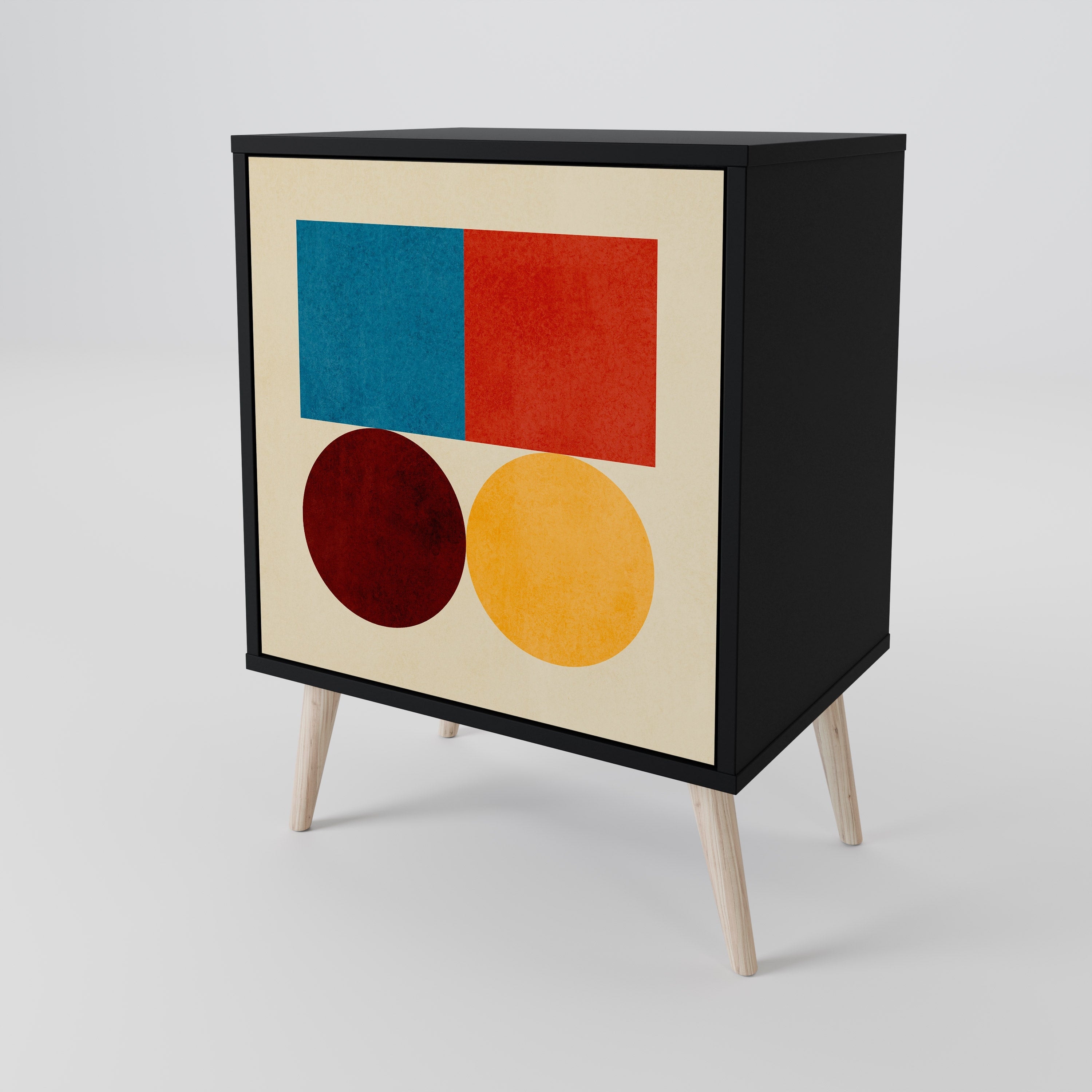 GEOMETRIC PUZZLE 1-Door Sideboard in Black Finish