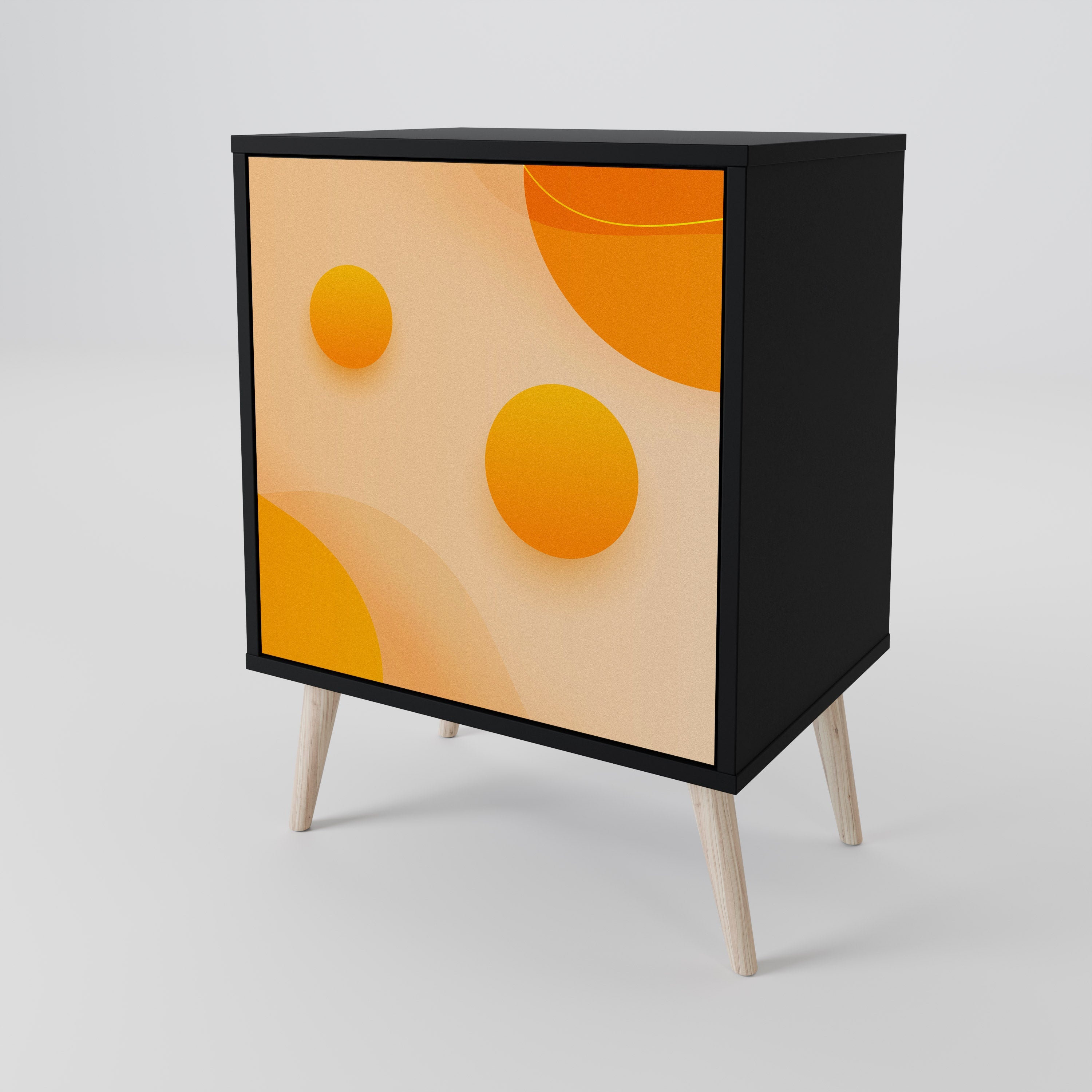 ORANGE ARRANGEMENT 1-Door Sideboard in Black Finish