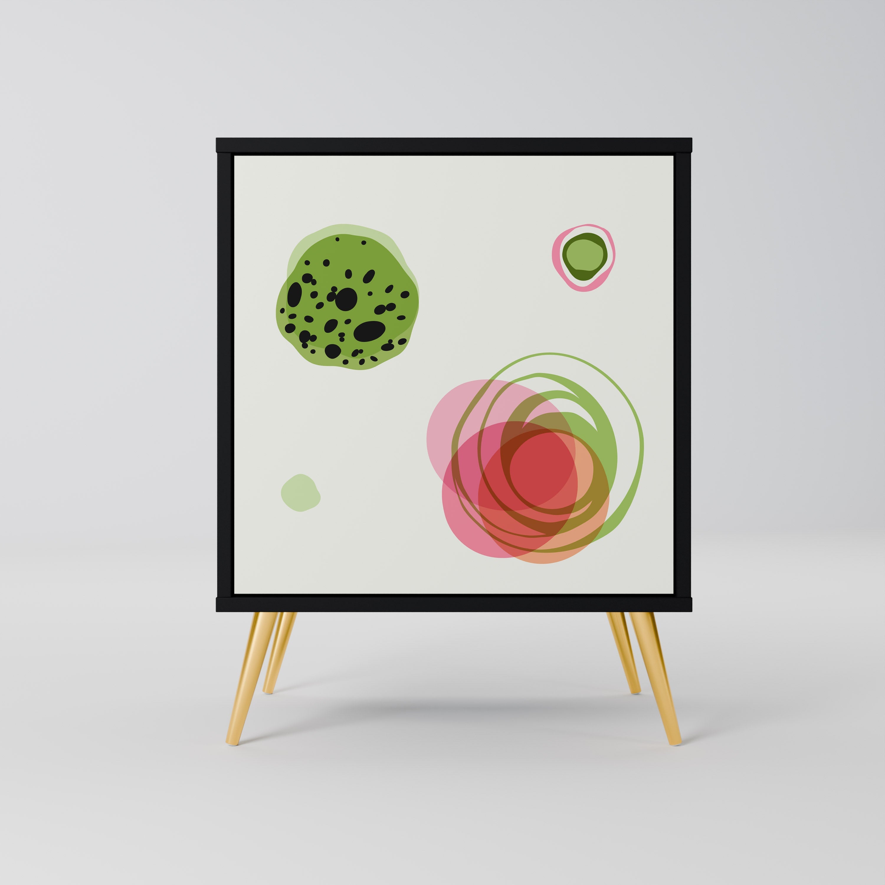 COLORFUL COSMOS Aparador de 1 Porta em Acabamento Preto