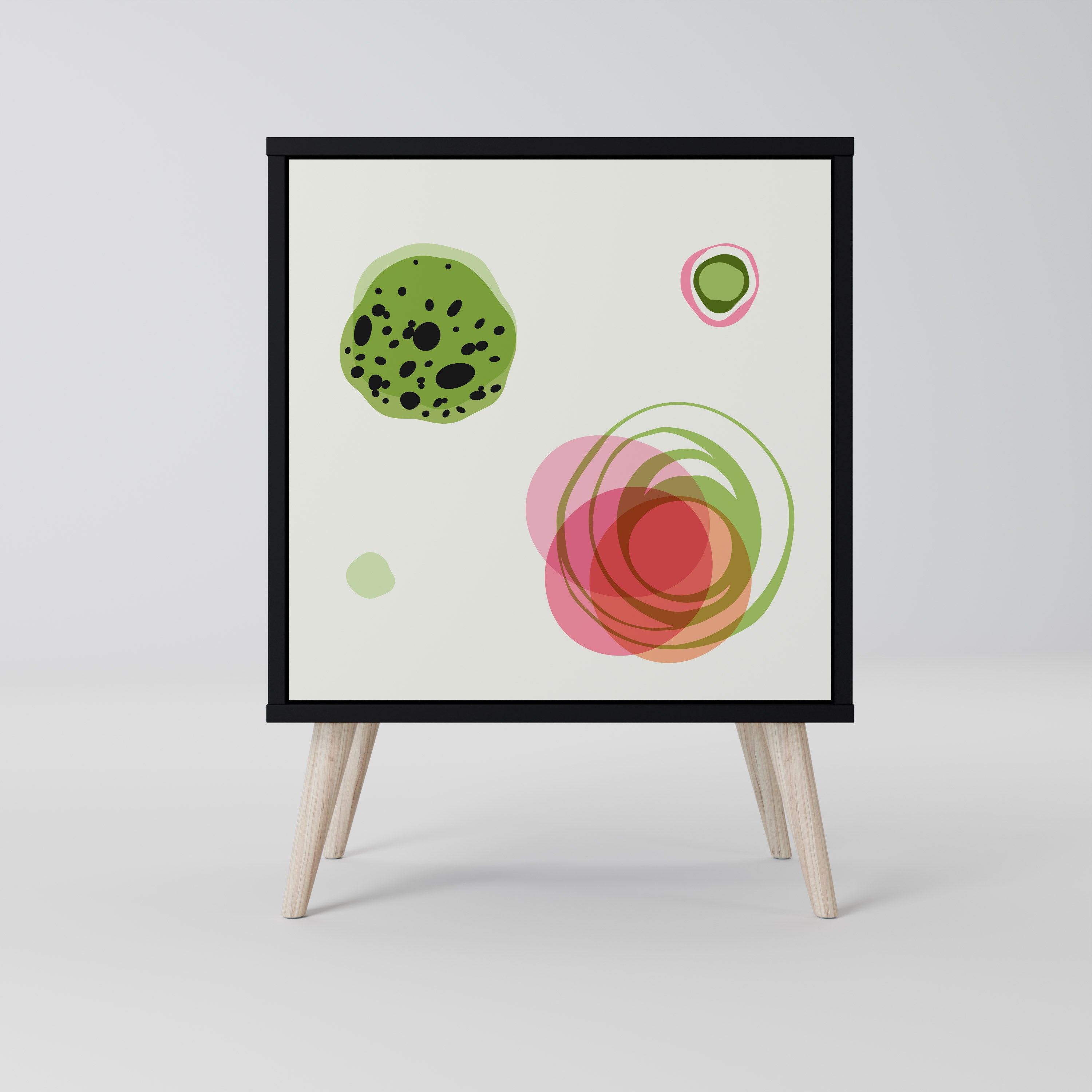 COLORFUL COSMOS Aparador de 1 Porta em Acabamento Preto