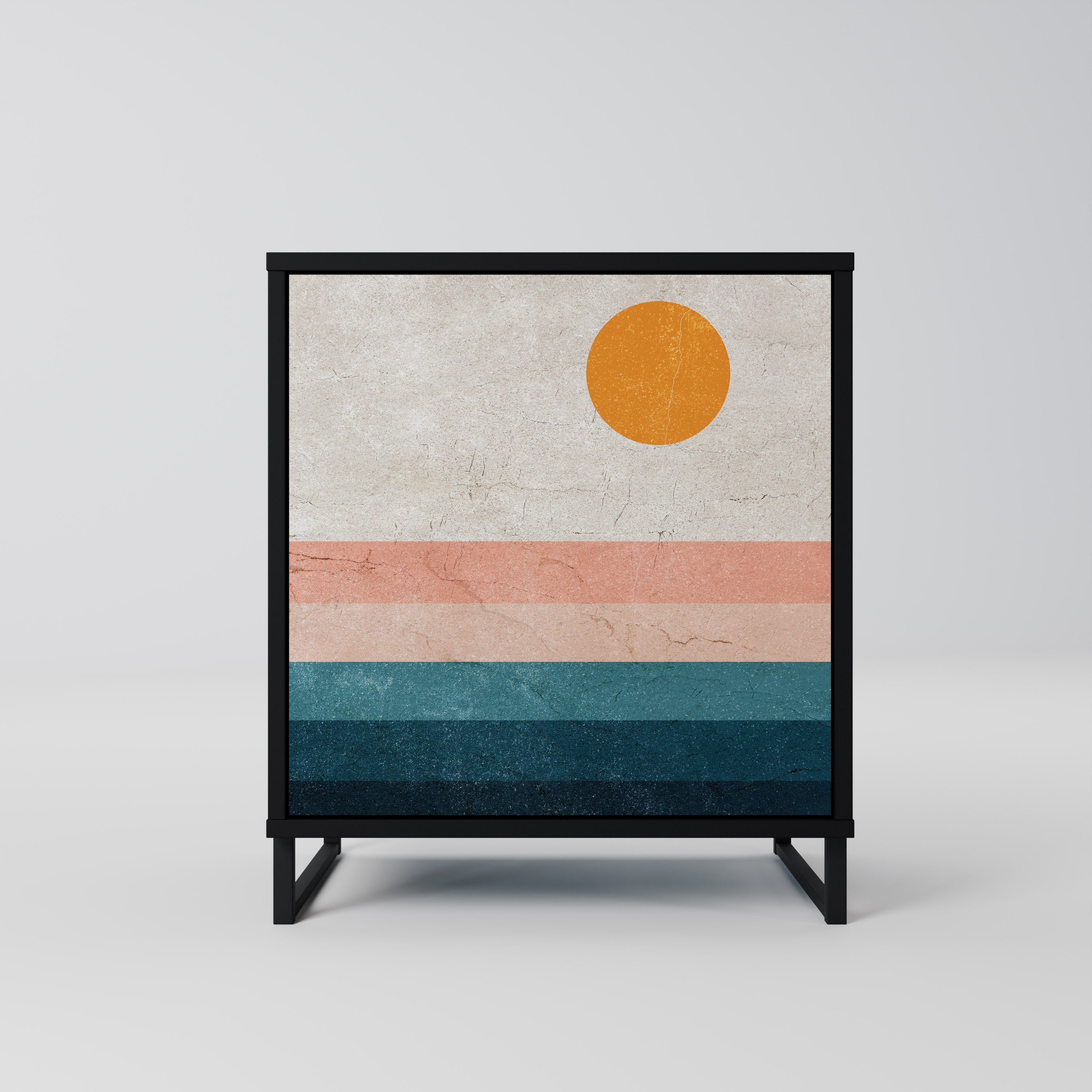 TWO HALVES Aparador de 1 Porta em Acabamento Preto