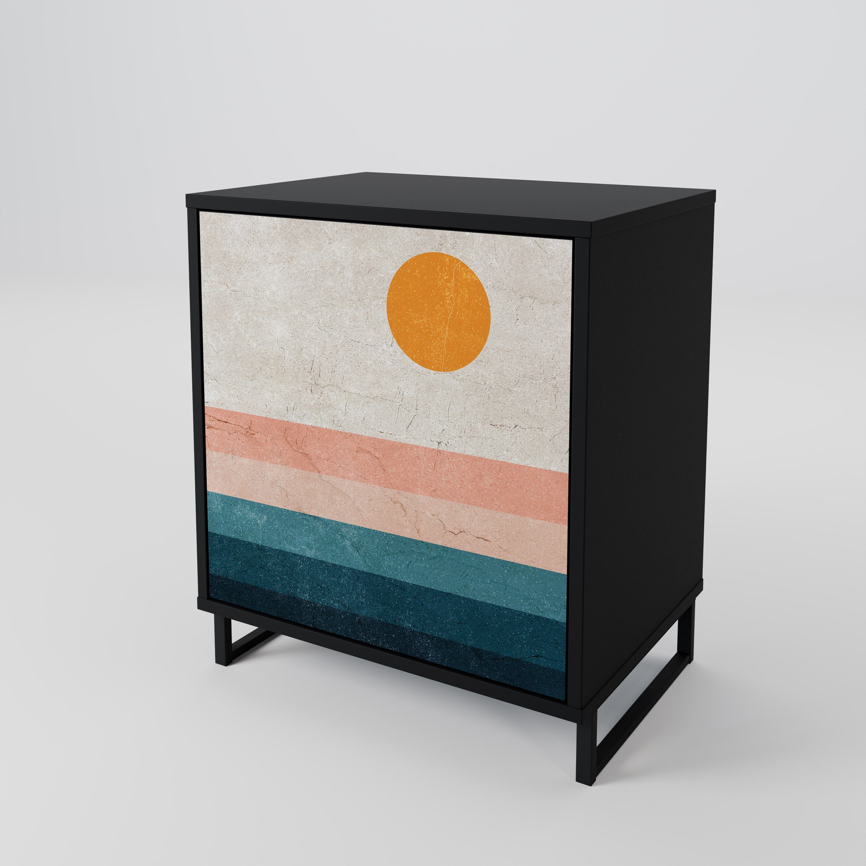 TWO HALVES Aparador de 1 Porta em Acabamento Preto