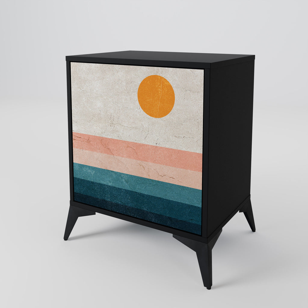 TWO HALVES Aparador de 1 Porta em Acabamento Preto