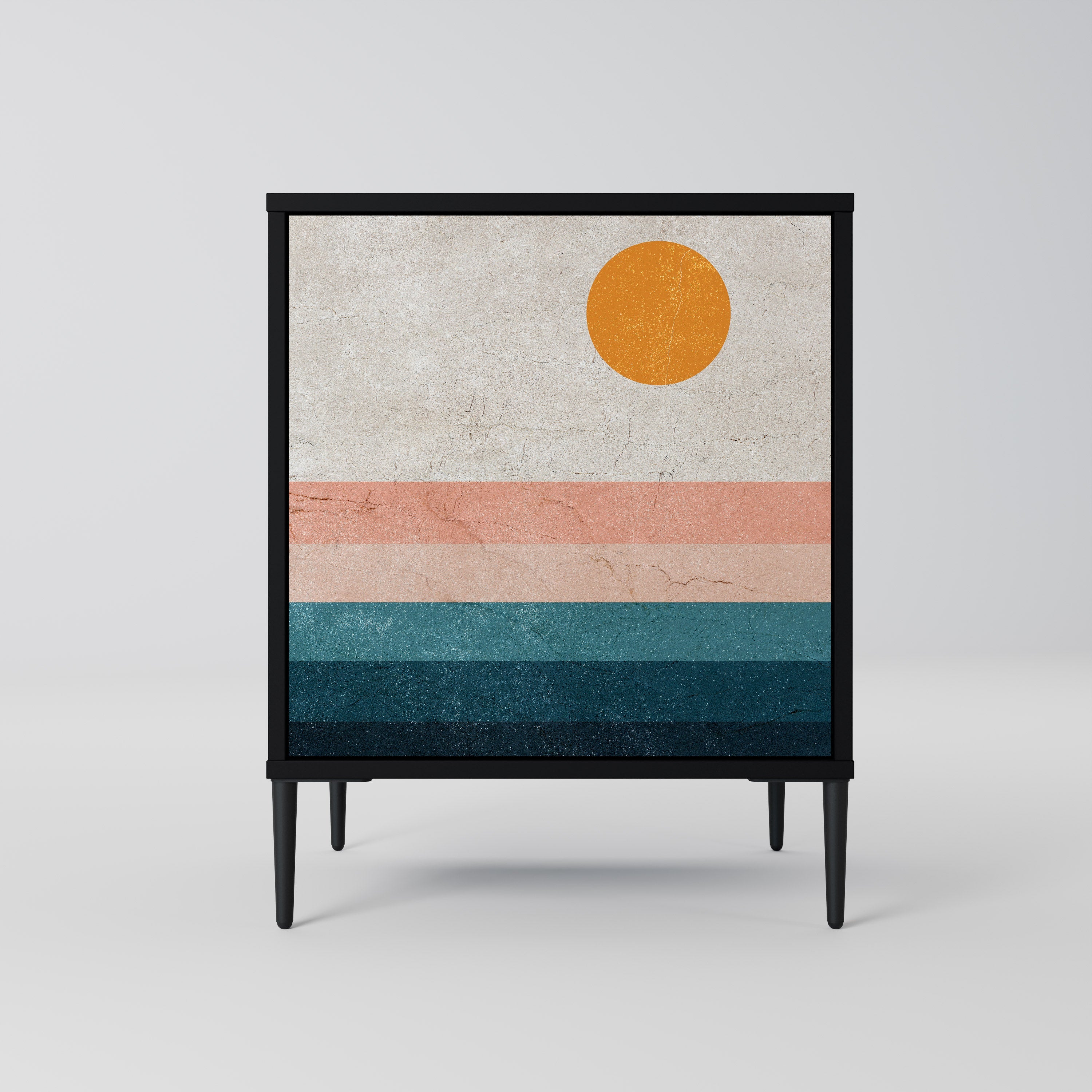 TWO HALVES Aparador de 1 Porta em Acabamento Preto