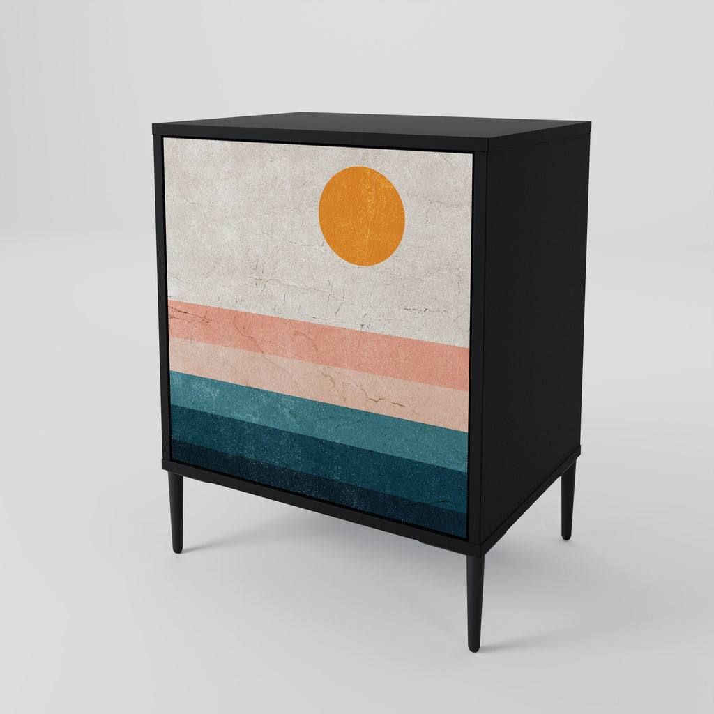 TWO HALVES Aparador de 1 Porta em Acabamento Preto