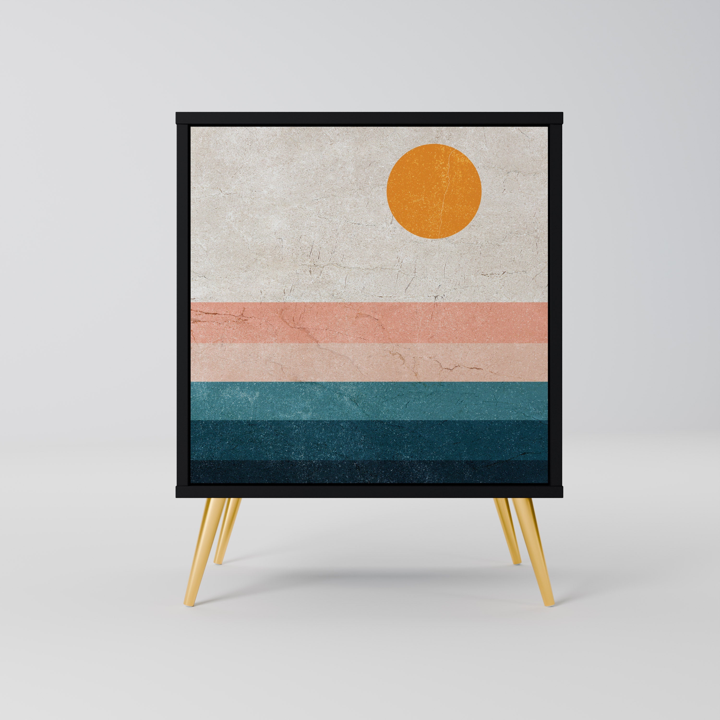 TWO HALVES Aparador de 1 Porta em Acabamento Preto