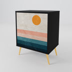 TWO HALVES Aparador de 1 Porta em Acabamento Preto