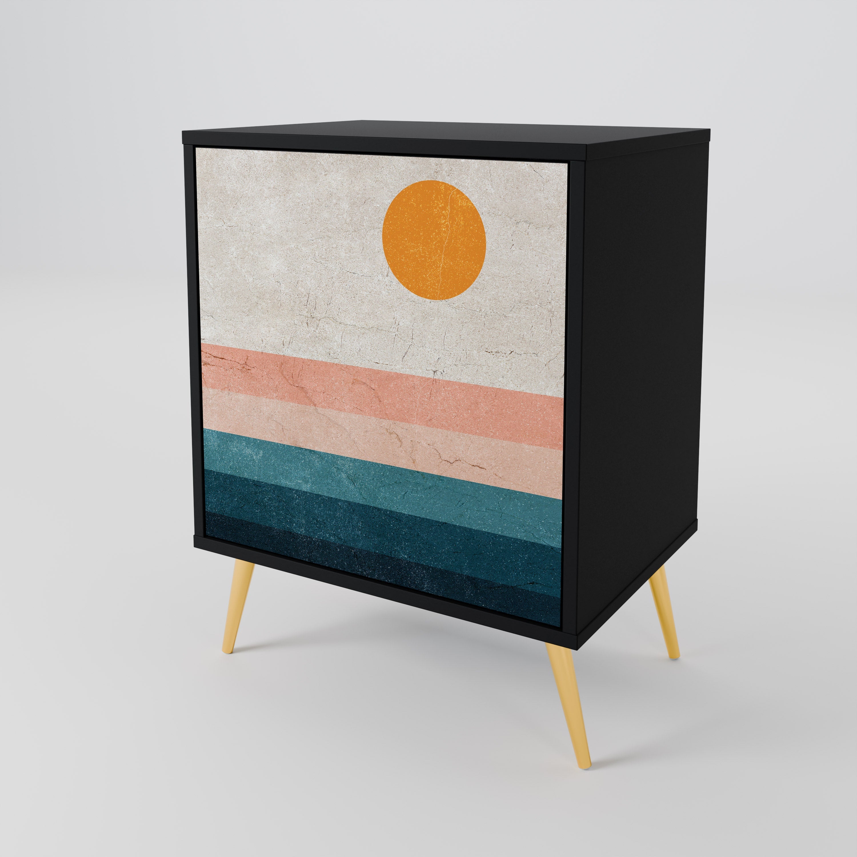 TWO HALVES Aparador de 1 Porta em Acabamento Preto