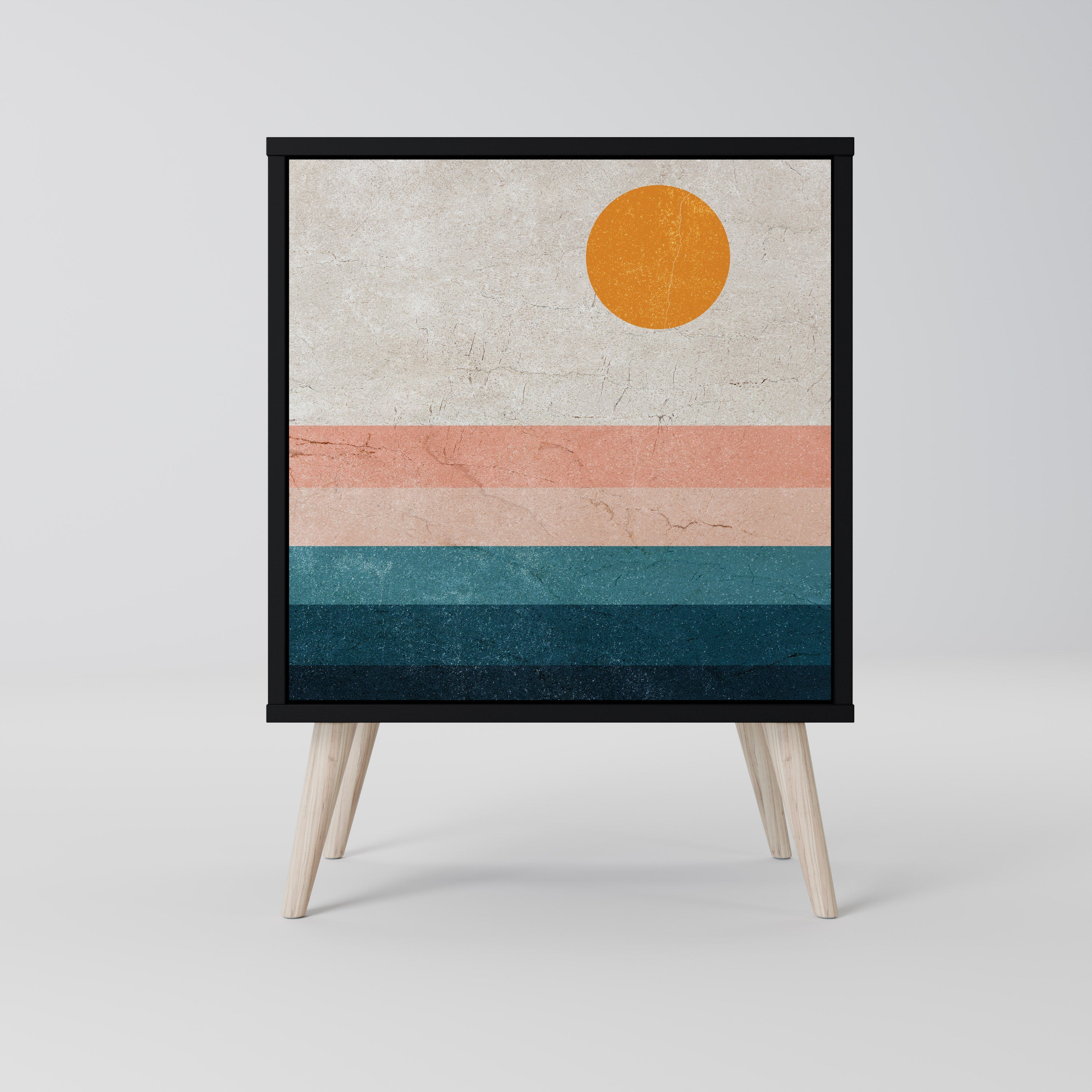 TWO HALVES Aparador de 1 Porta em Acabamento Preto