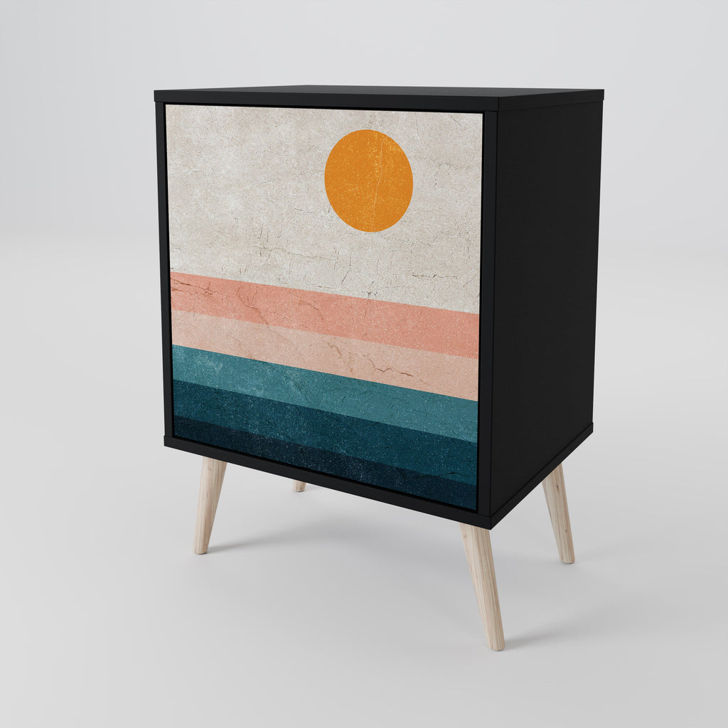 TWO HALVES Aparador de 1 Porta em Acabamento Preto