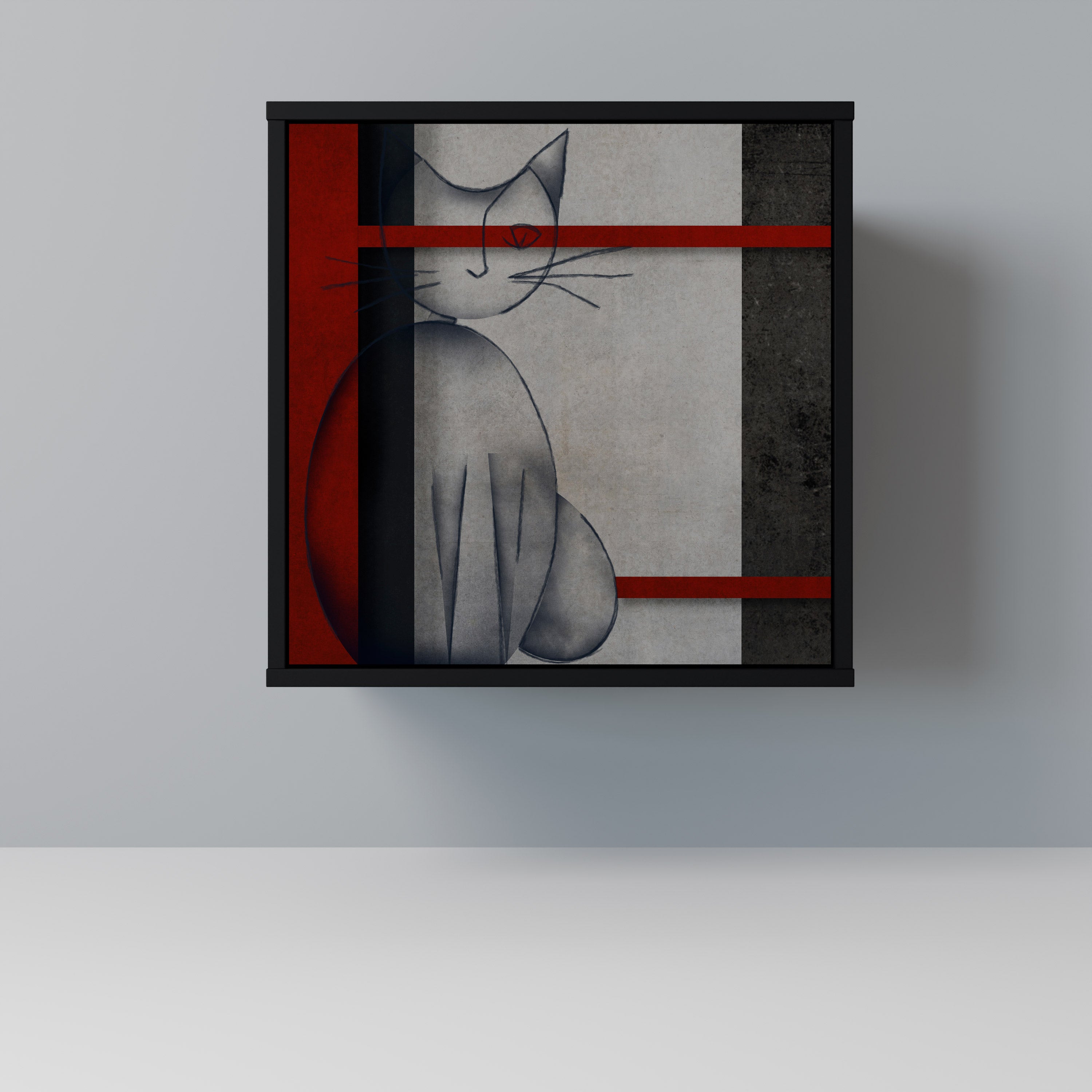 GRAY FIGURES Aparador de 1 Porta em Acabamento Preto