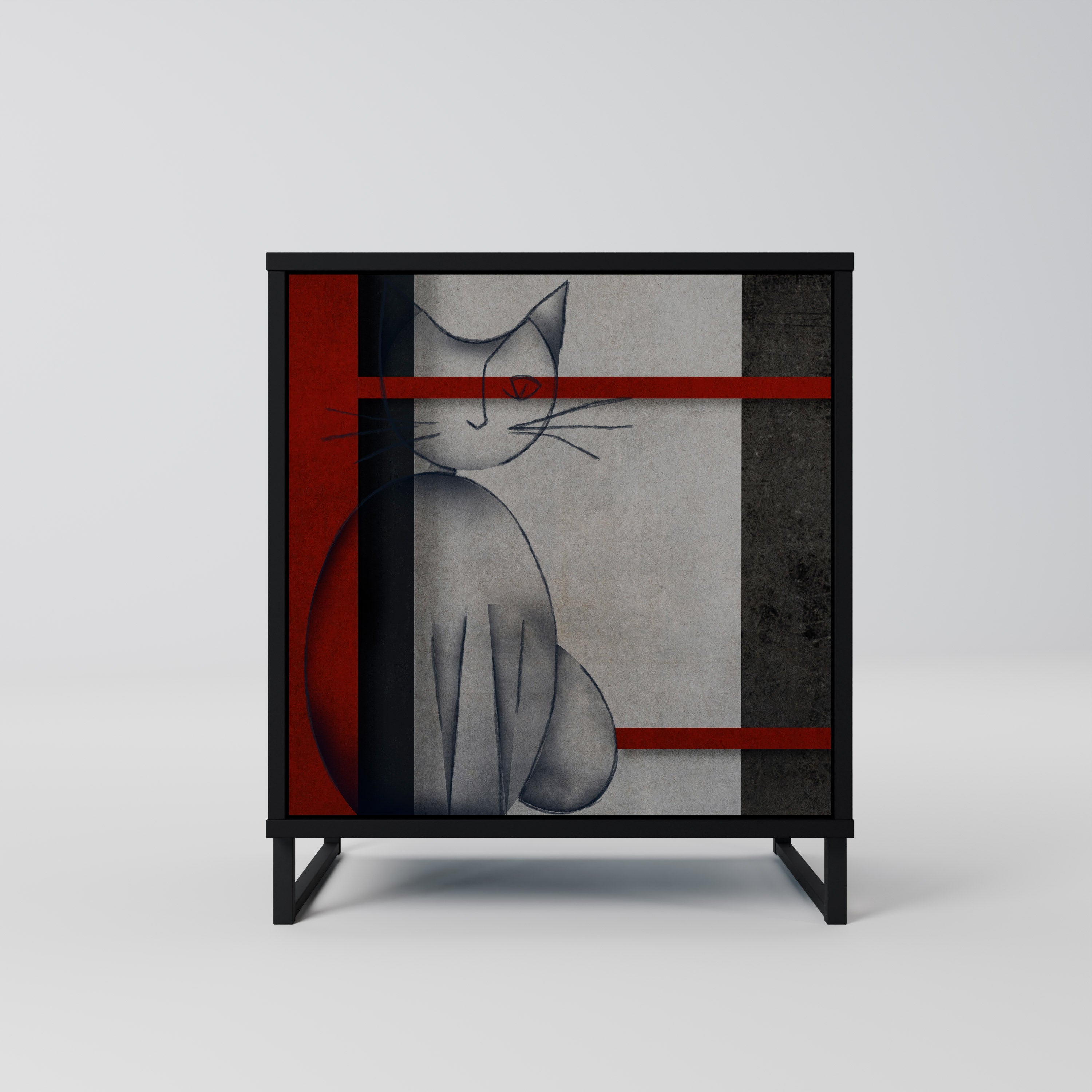 GRAY FIGURES Aparador de 1 Porta em Acabamento Preto