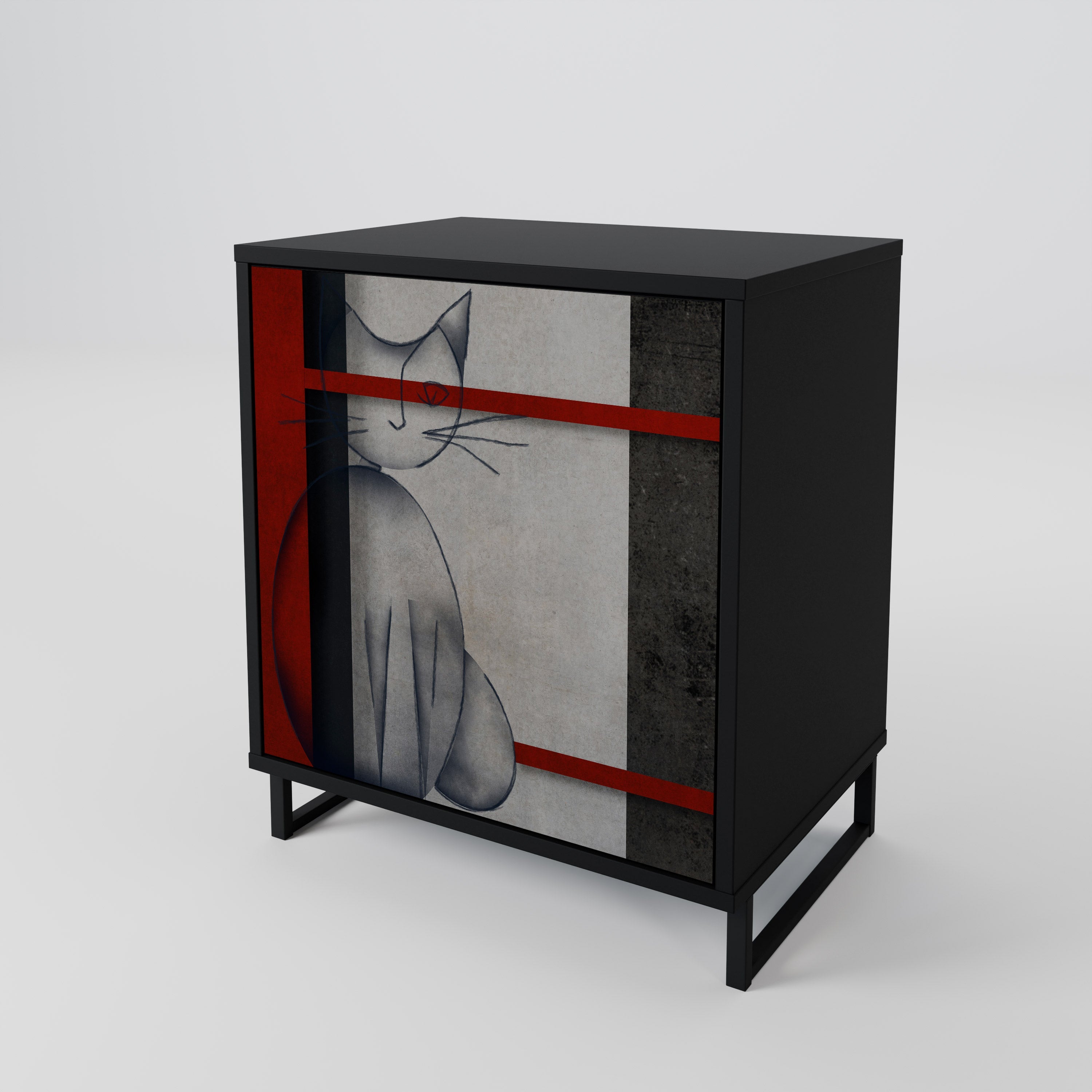 GRAY FIGURES Aparador de 1 Porta em Acabamento Preto