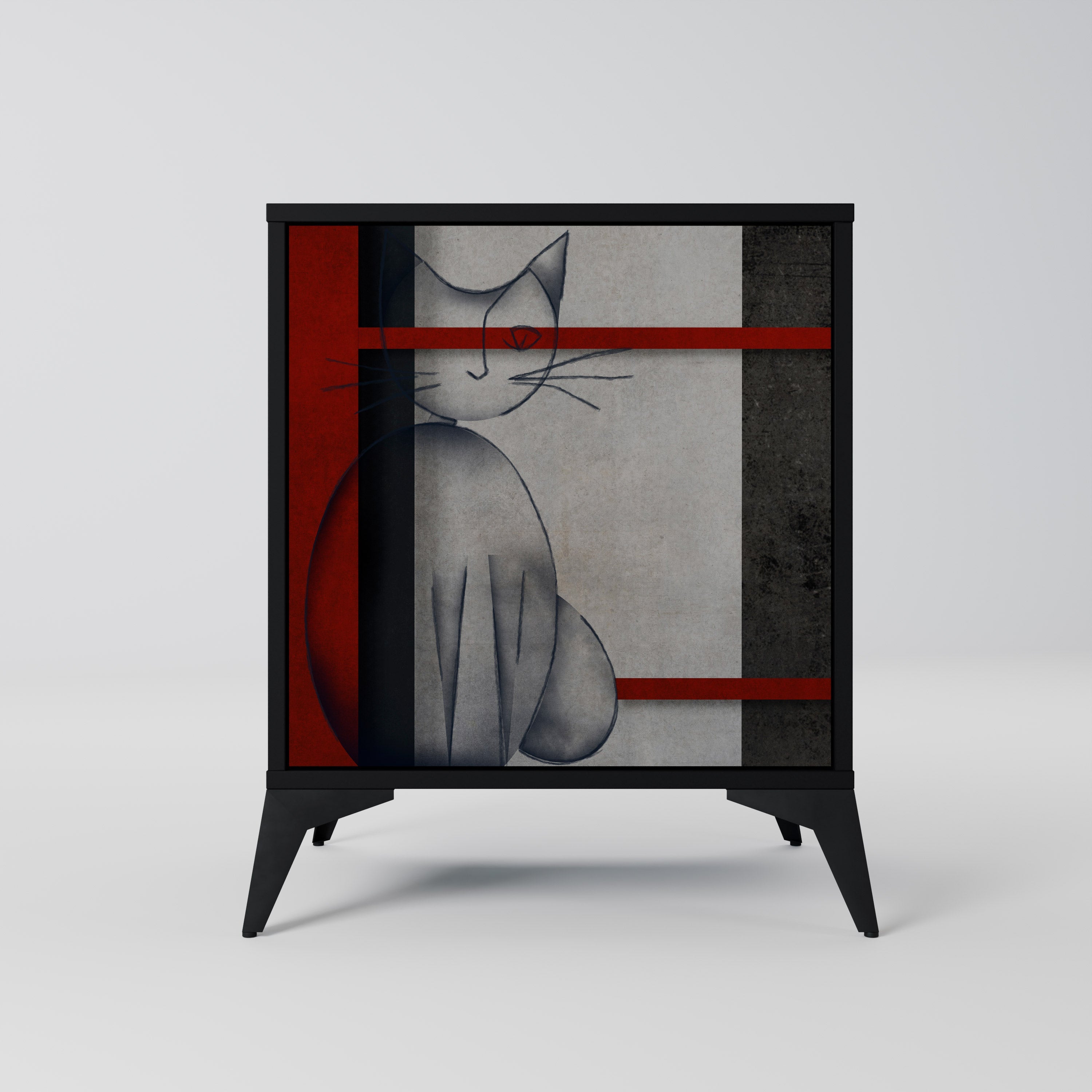 GRAY FIGURES Aparador de 1 Porta em Acabamento Preto