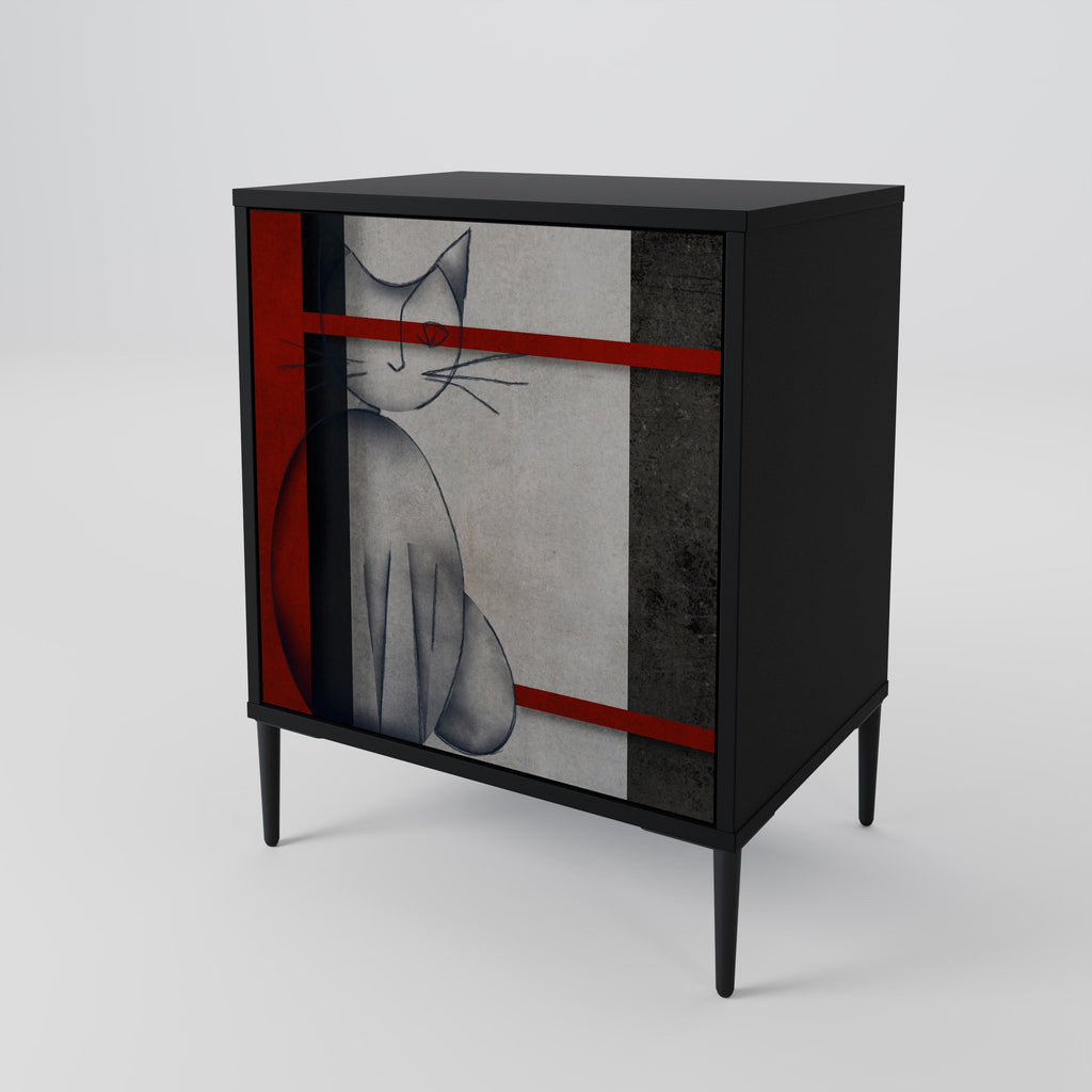 GRAY FIGURES Aparador de 1 Porta em Acabamento Preto