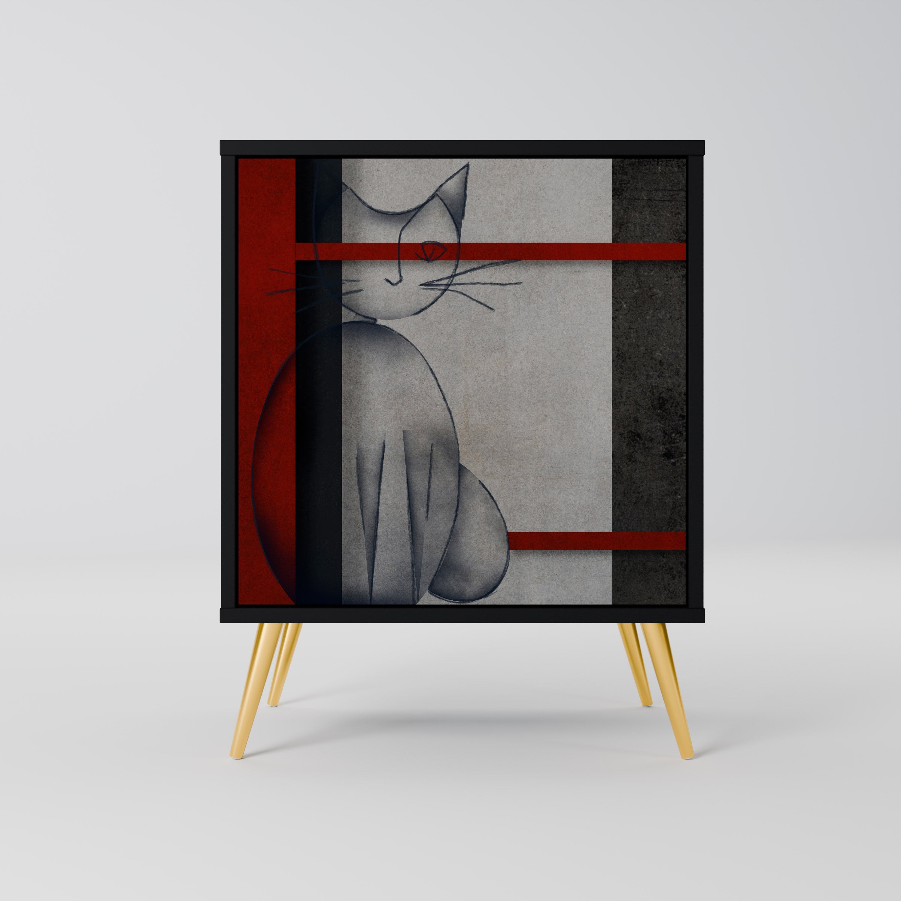 GRAY FIGURES Aparador de 1 Porta em Acabamento Preto