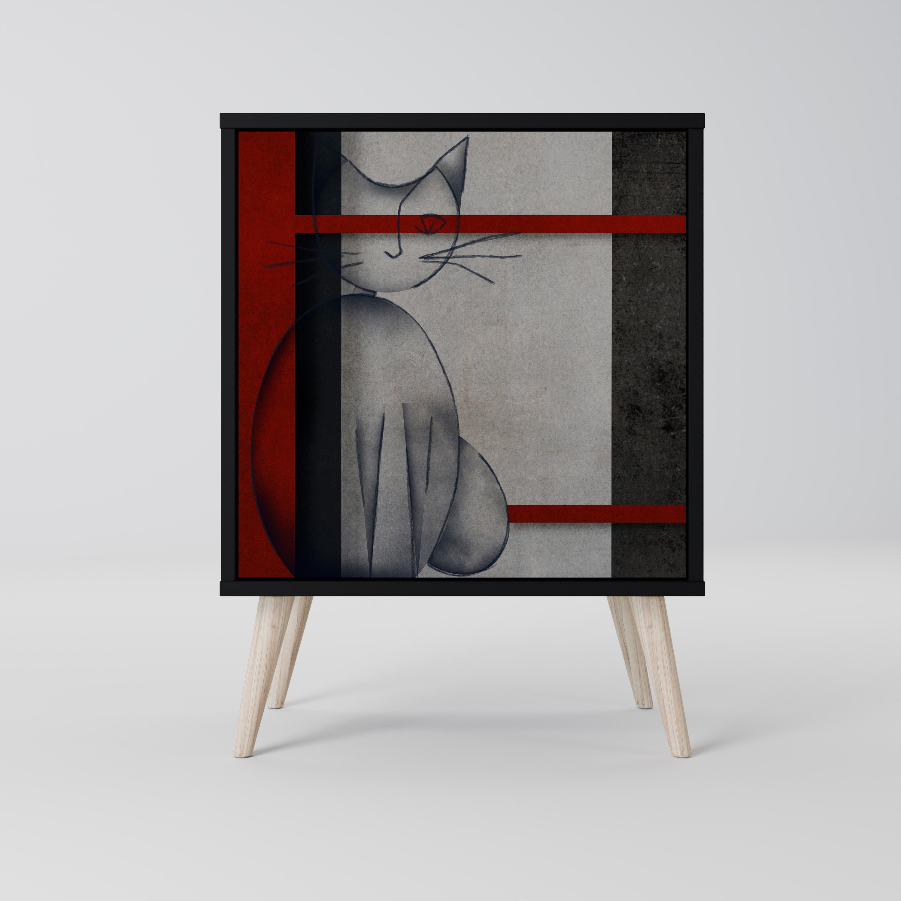 GRAY FIGURES Aparador de 1 Porta em Acabamento Preto