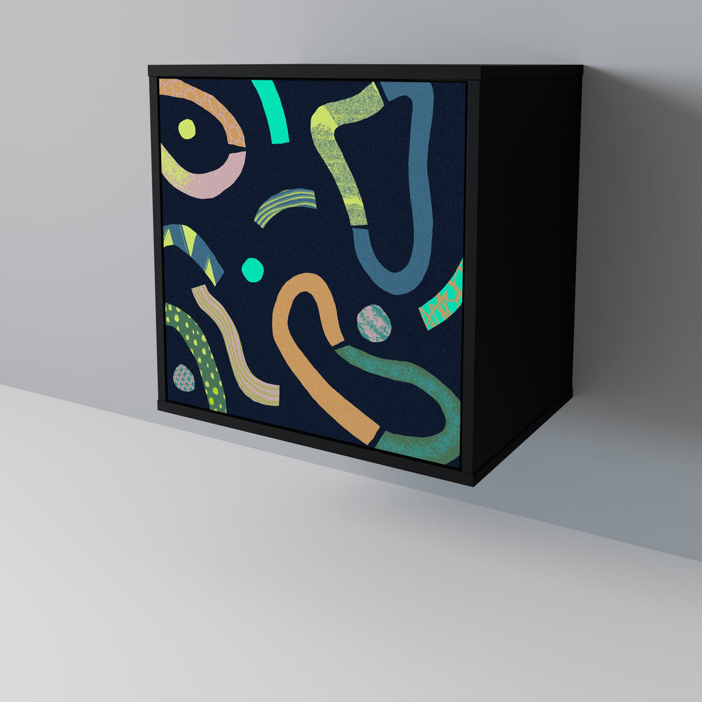 CONTRAST DANCE Aparador de 1 Porta em Acabamento Preto