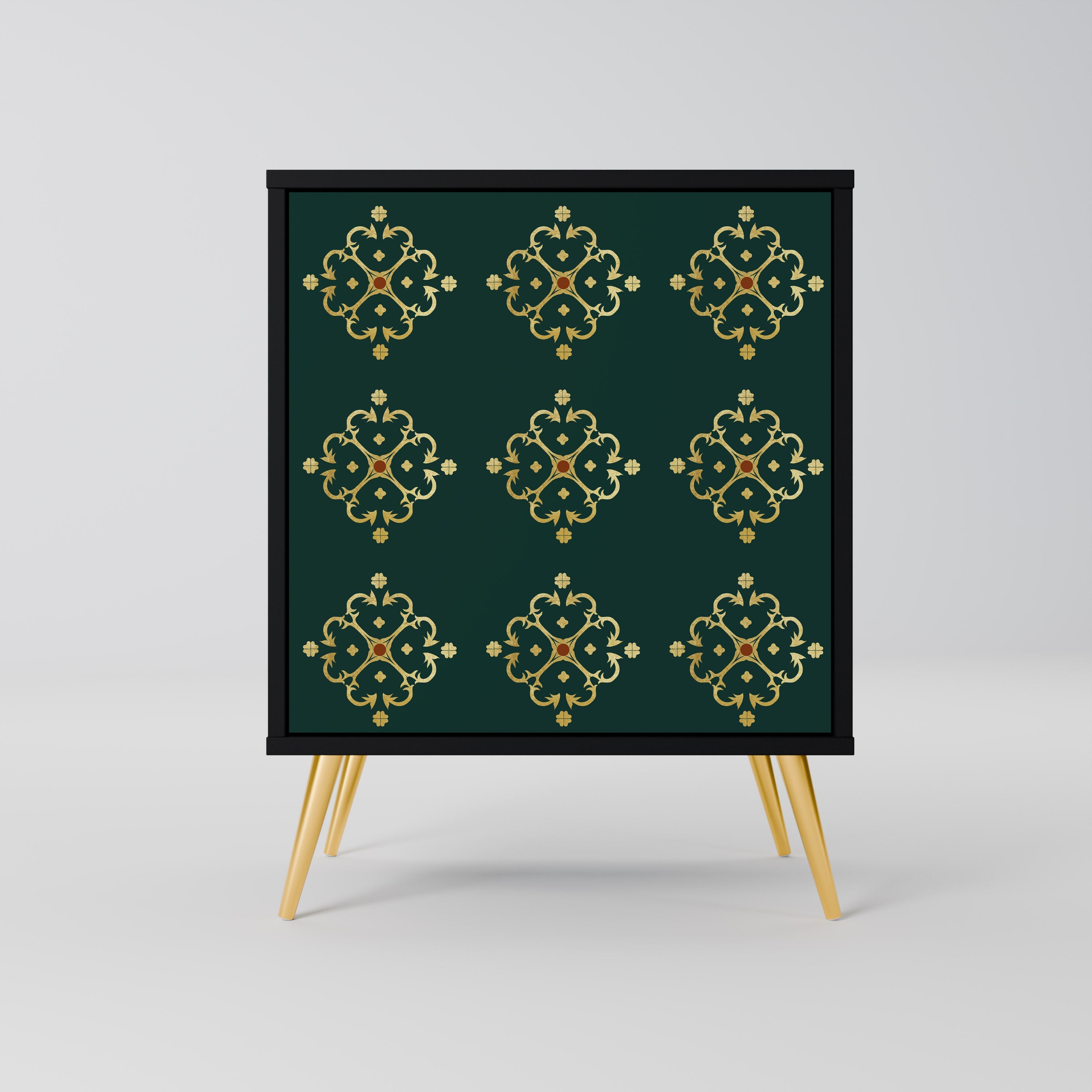 ROYAL MEDALLION Aparador de 1 Porta em Acabamento Preto