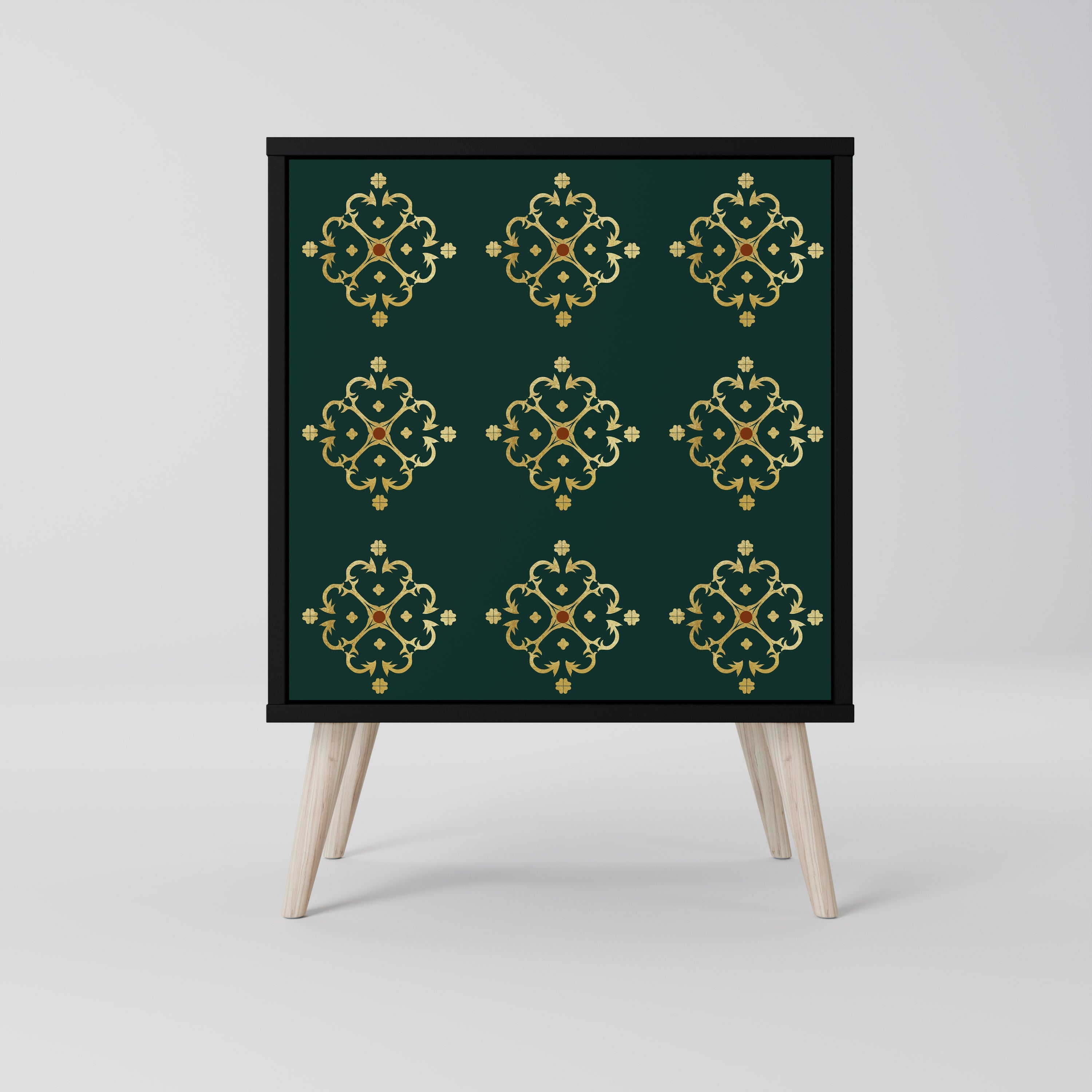 ROYAL MEDALLION Aparador de 1 Porta em Acabamento Preto