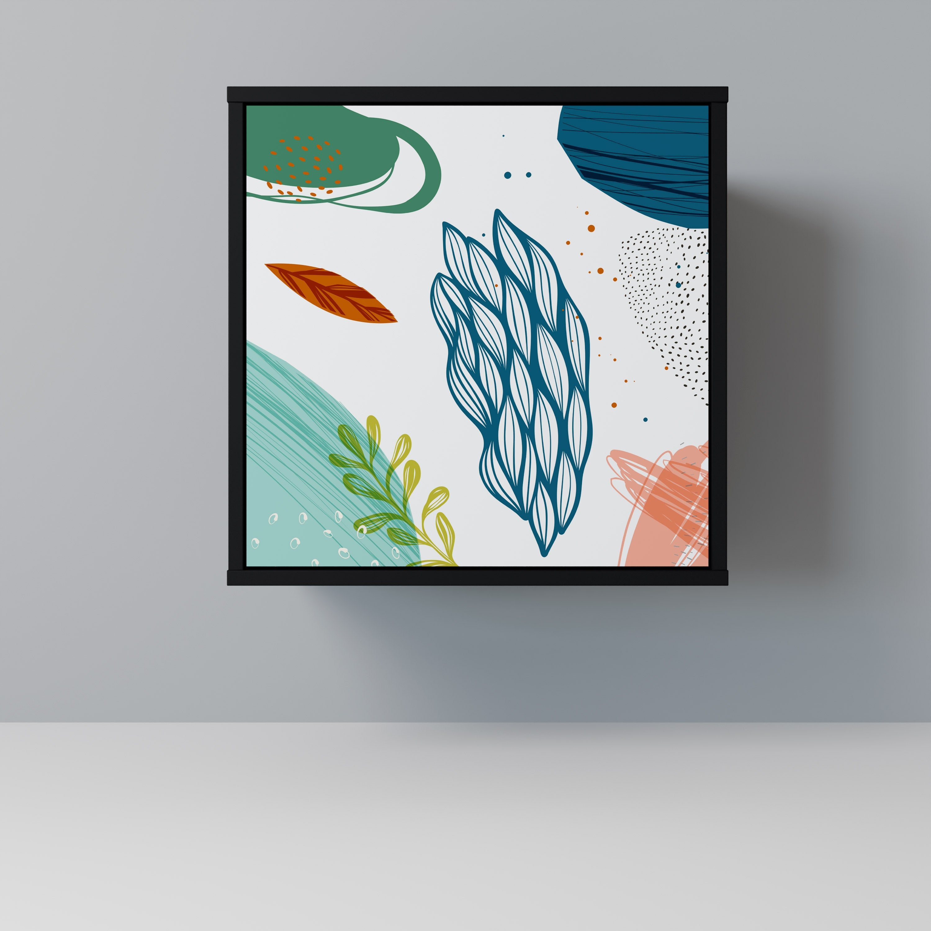 BOTANICAL HURRICANE Aparador de 1 Porta em Acabamento Preto