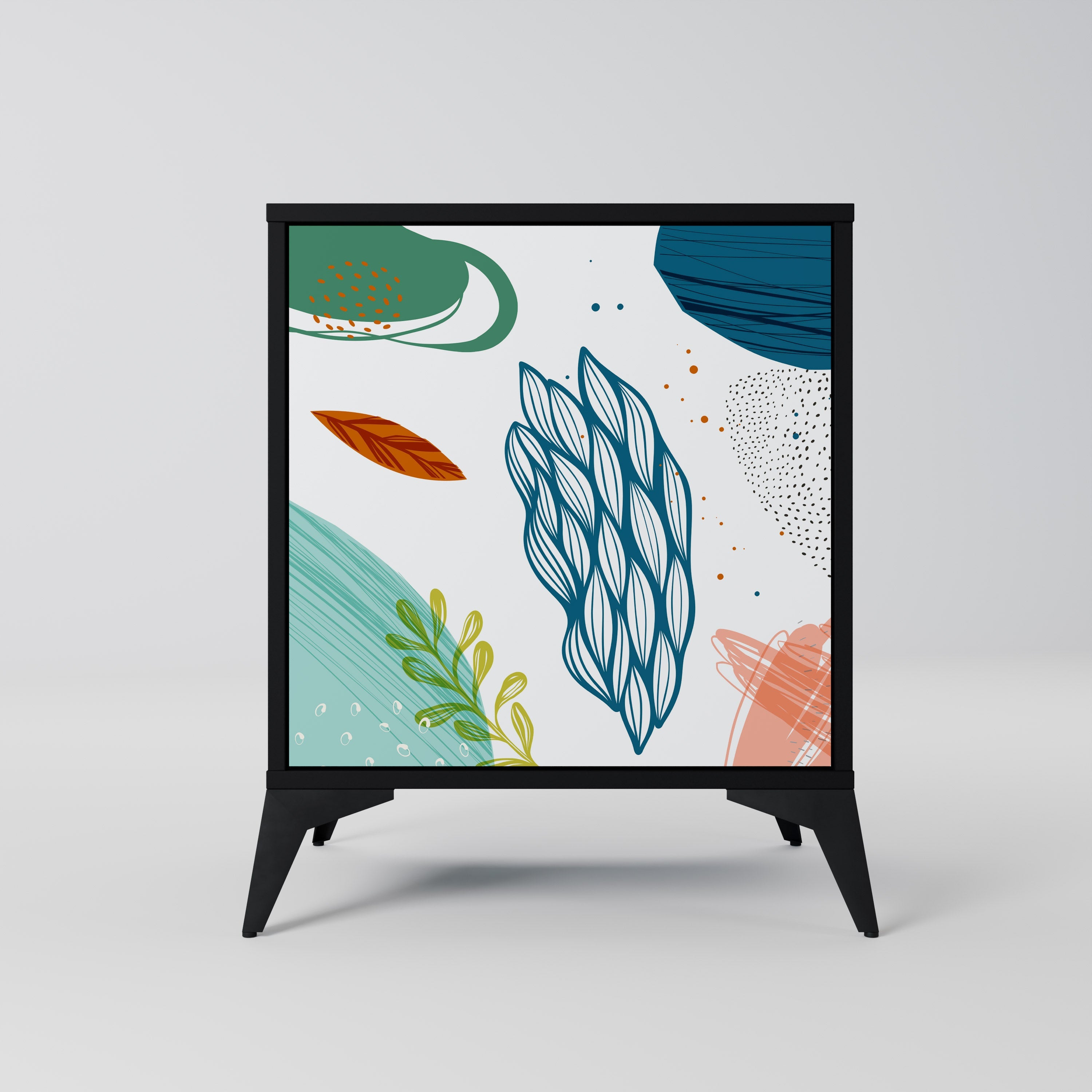 BOTANICAL HURRICANE Aparador de 1 Porta em Acabamento Preto