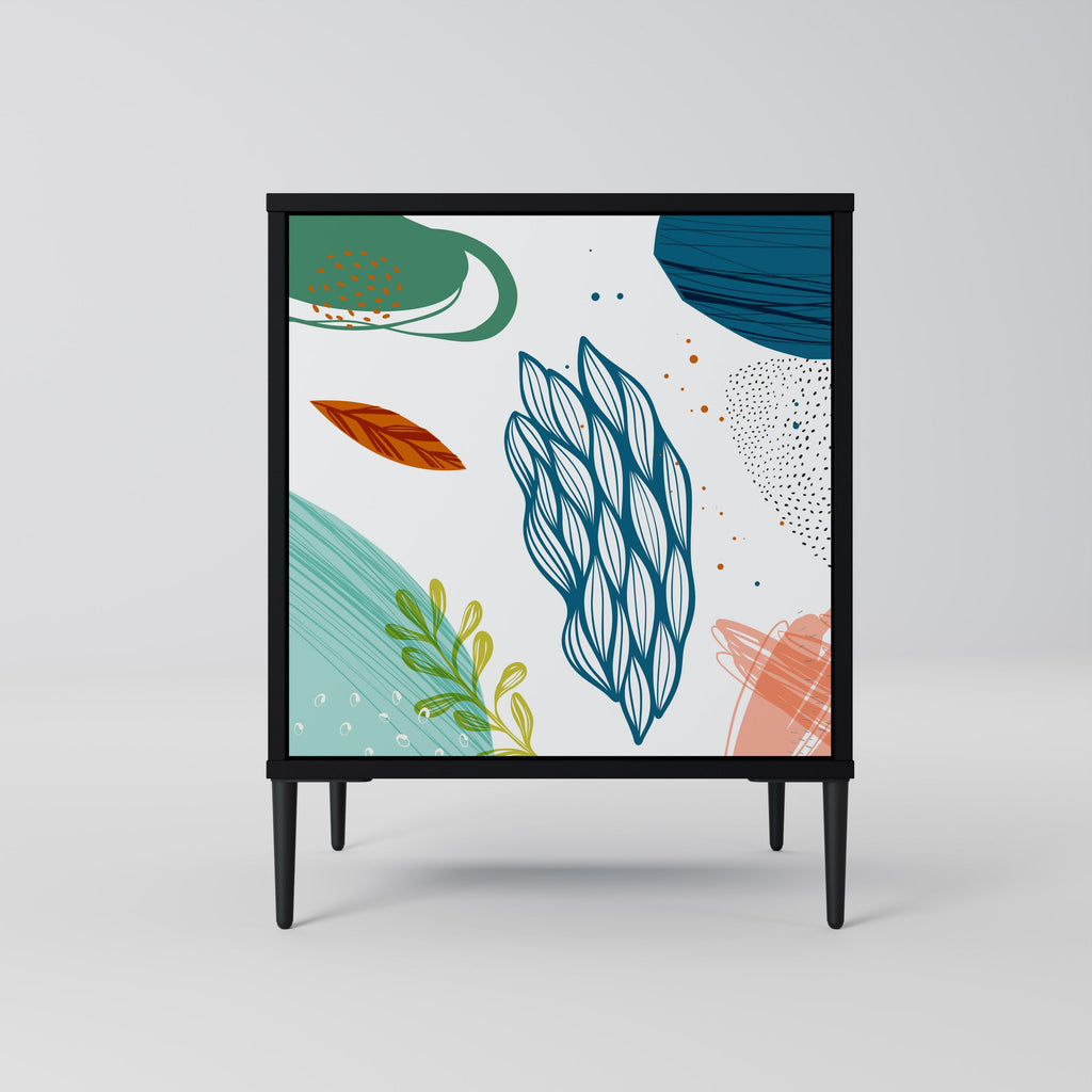 BOTANICAL HURRICANE Aparador de 1 Porta em Acabamento Preto