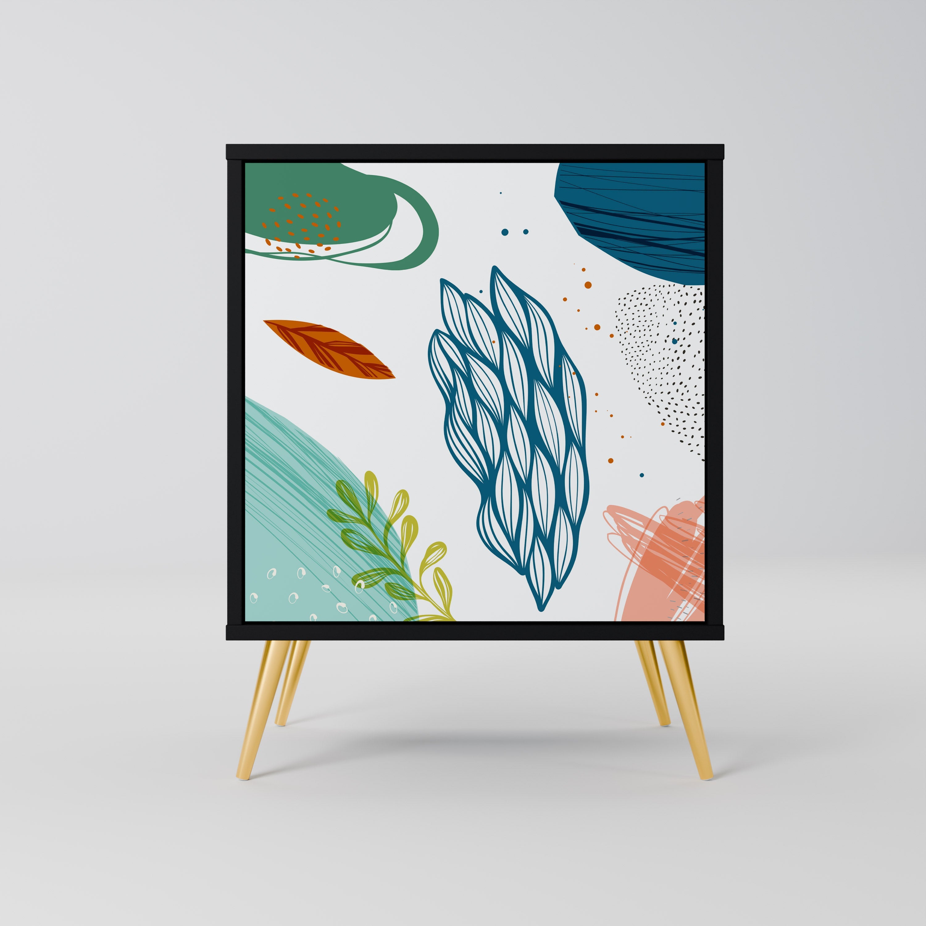 BOTANICAL HURRICANE Aparador de 1 Porta em Acabamento Preto