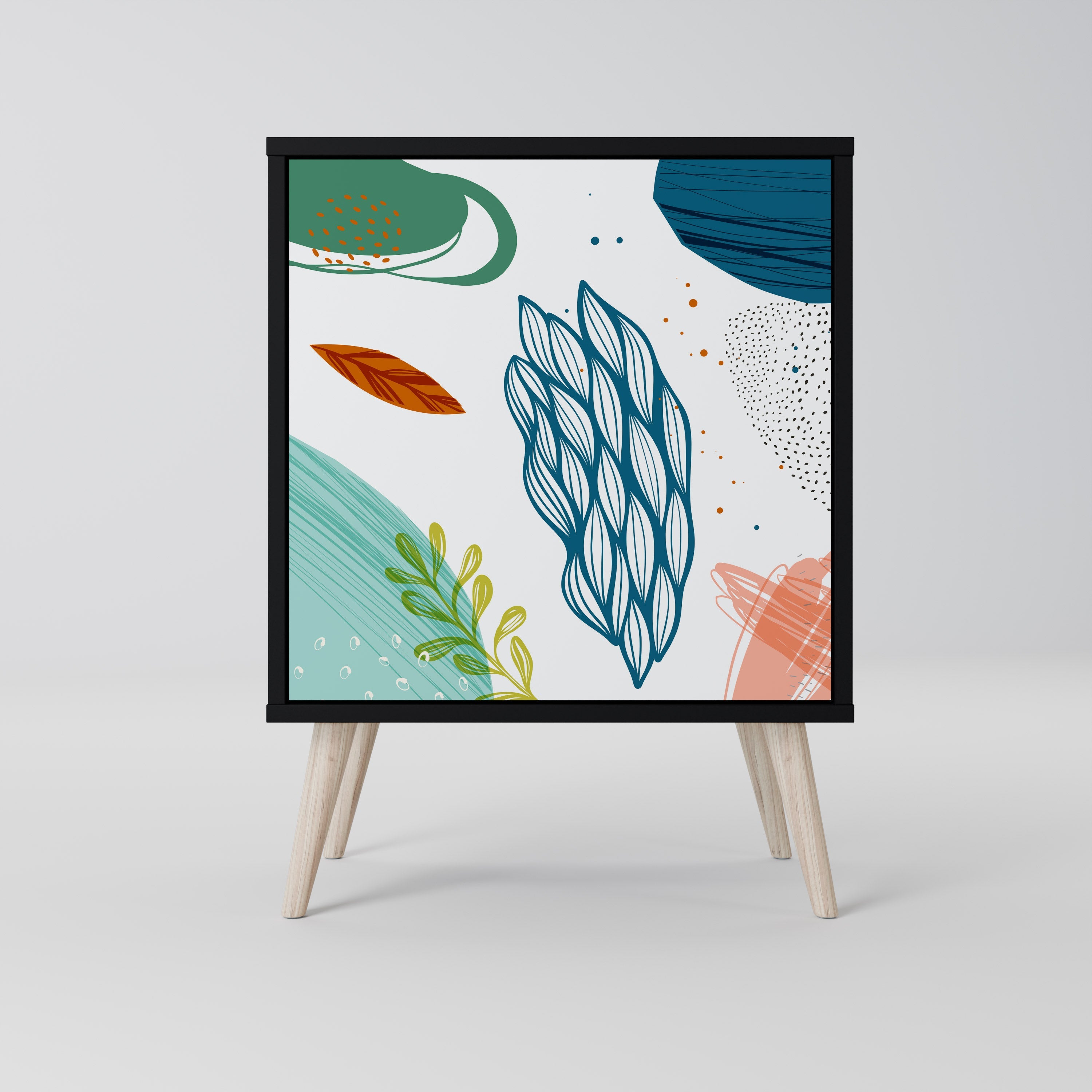 BOTANICAL HURRICANE Aparador de 1 Porta em Acabamento Preto