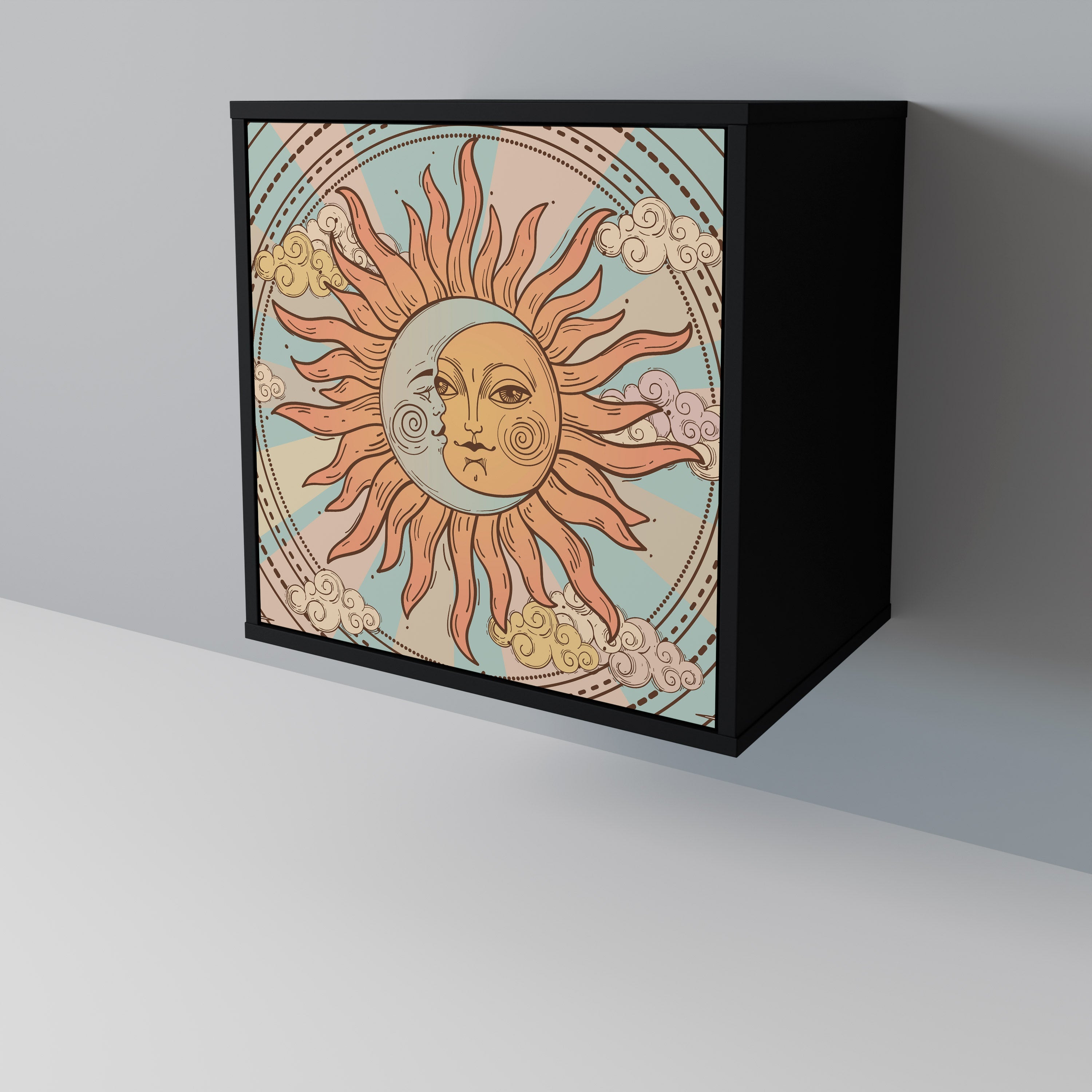 MYSTICAL STRUCTURE 1-Door Sideboard in Black Finish