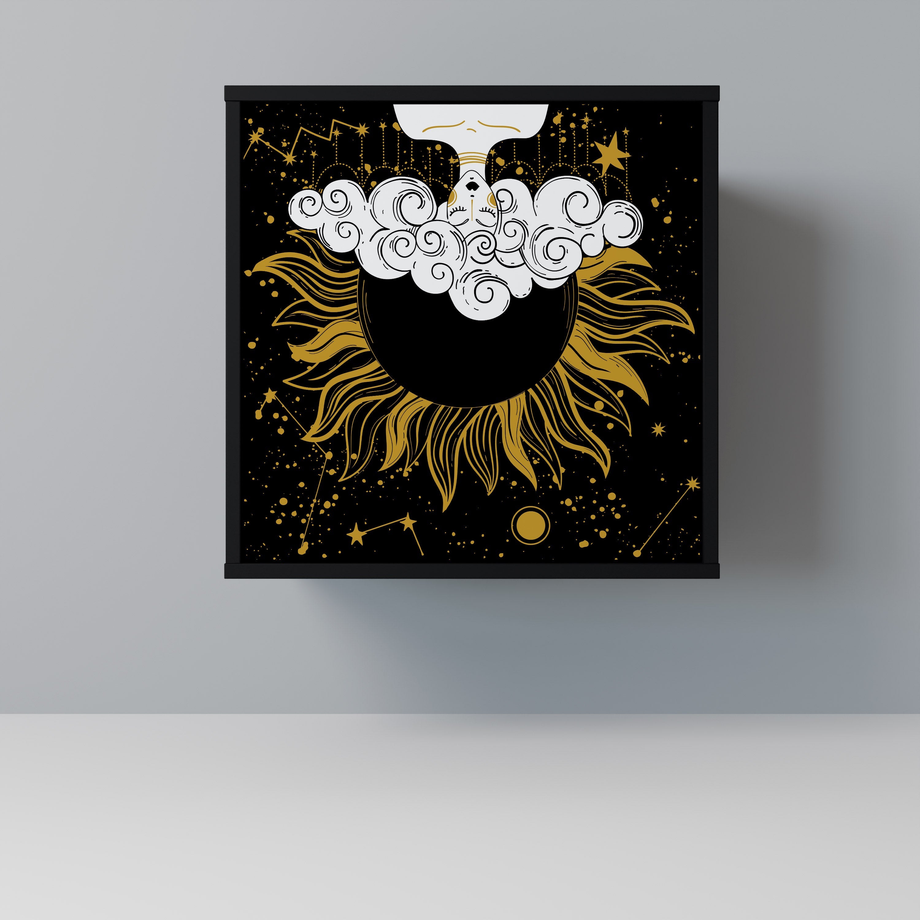 STELLAR CONSTELLATIONS Aparador de 1 Porta em Acabamento Preto