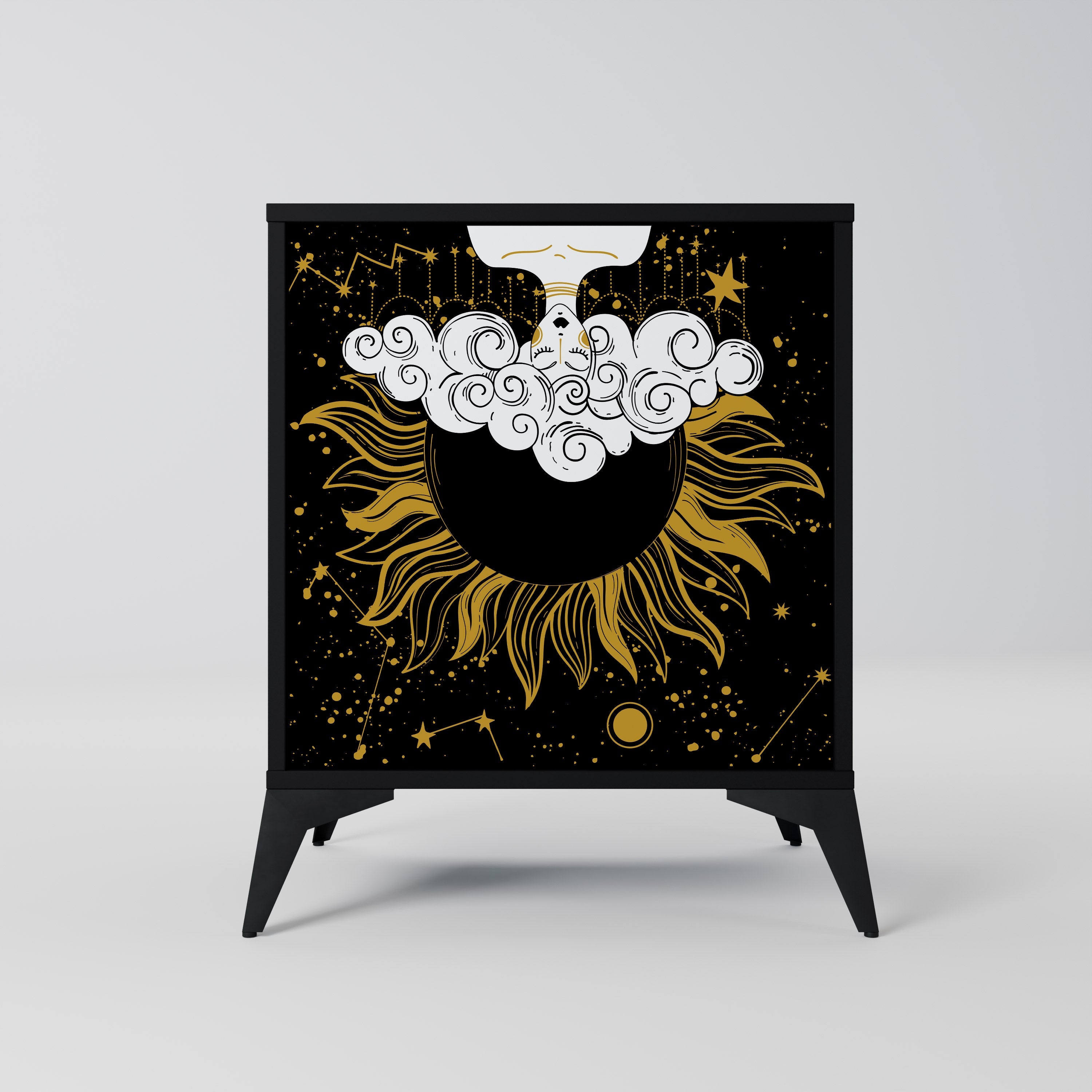 STELLAR CONSTELLATIONS Aparador de 1 Porta em Acabamento Preto