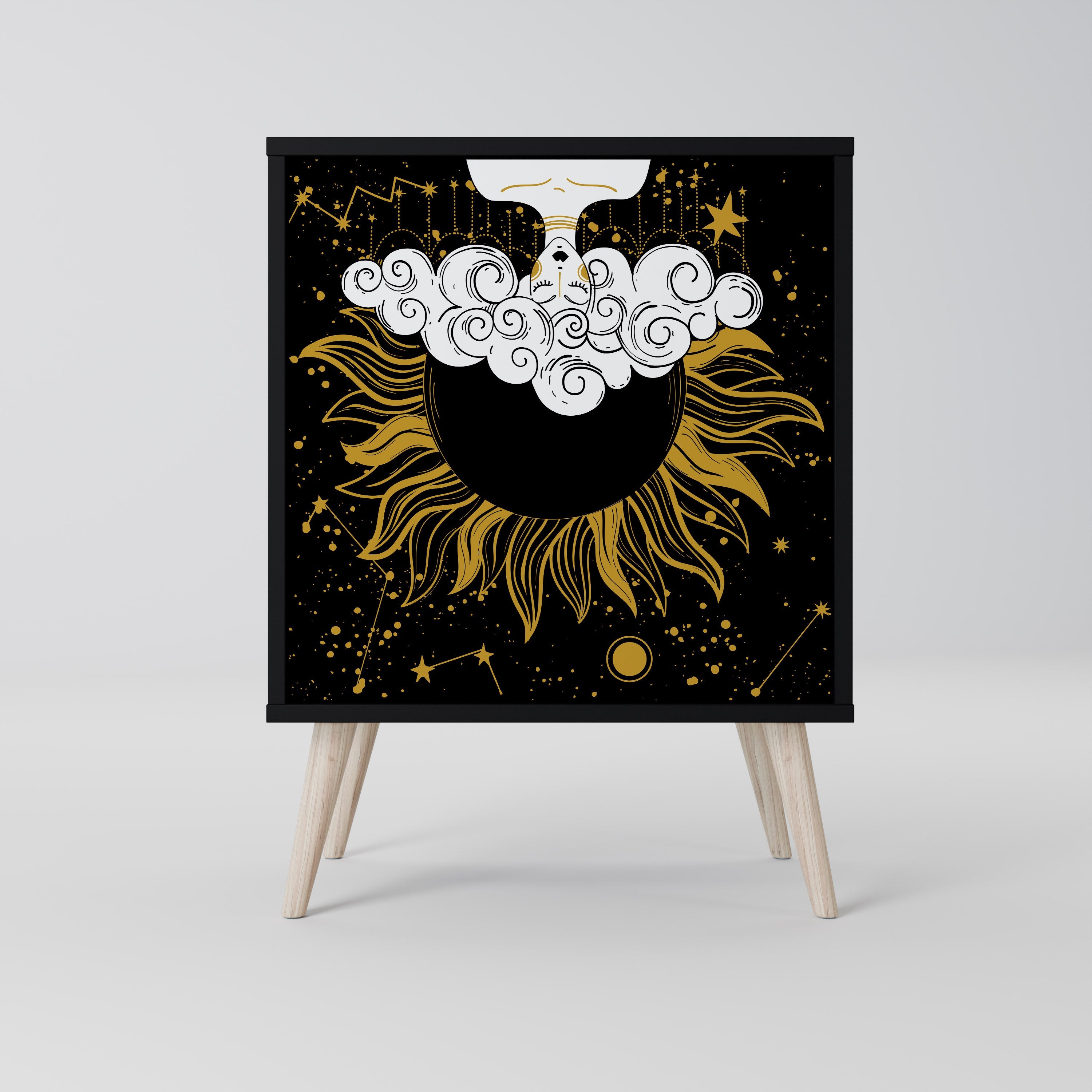 STELLAR CONSTELLATIONS Aparador de 1 Porta em Acabamento Preto