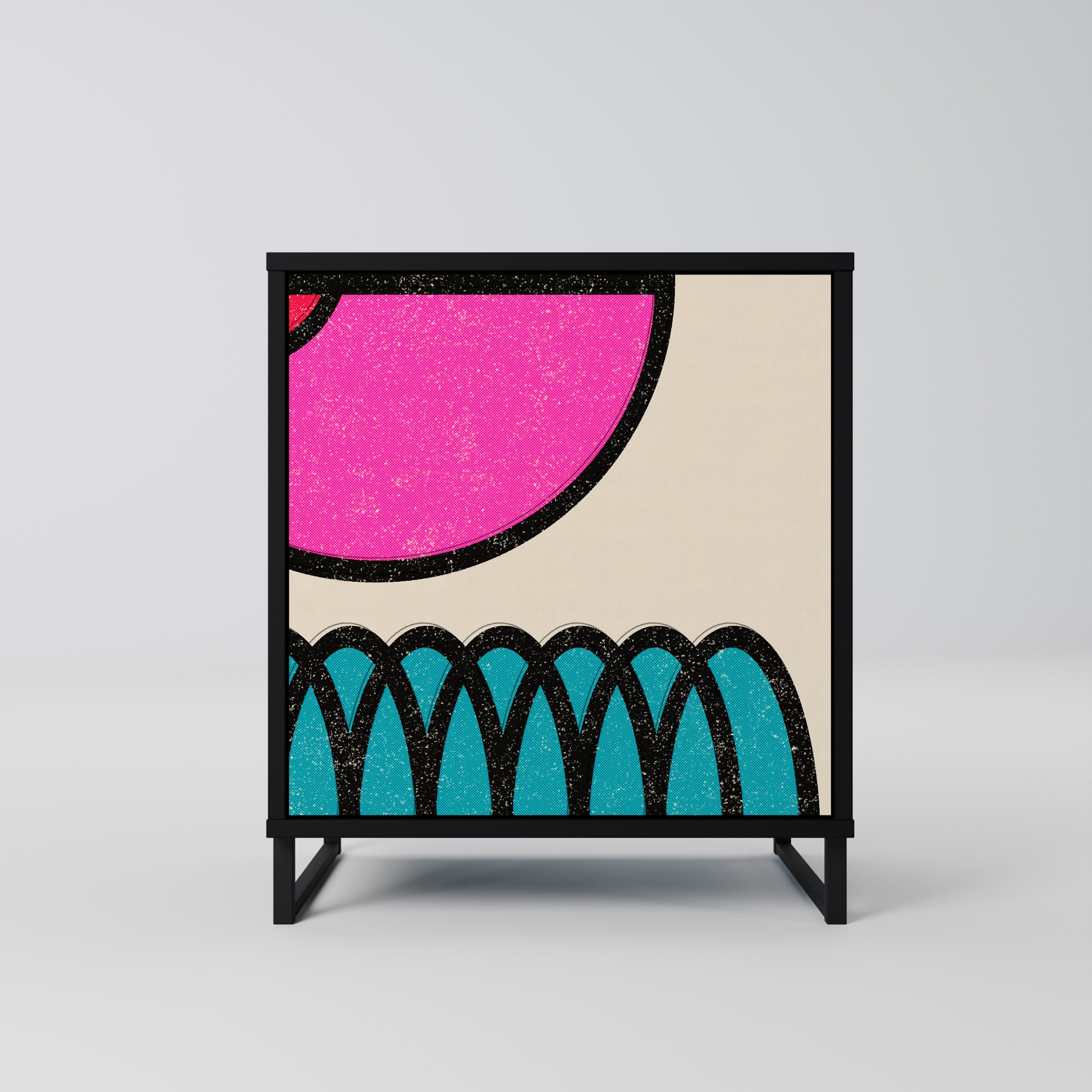 GEOMETRIC RHAPSODY Aparador de 1 Porta em Acabamento Preto