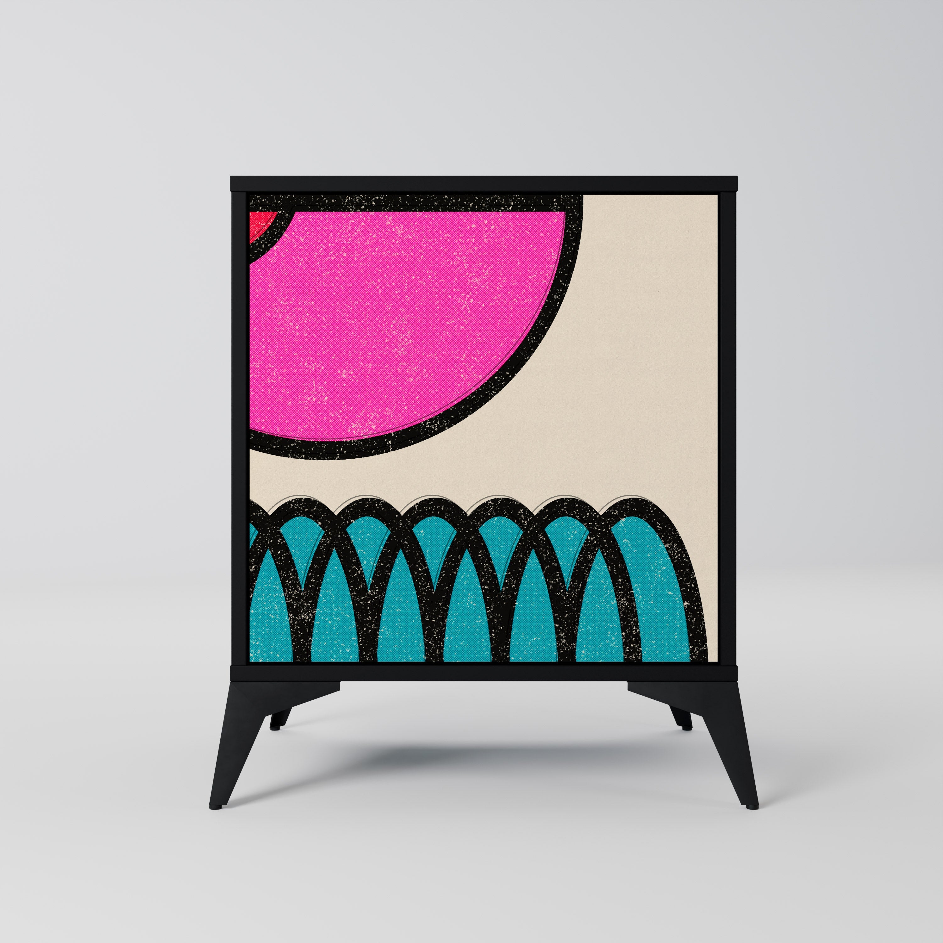 GEOMETRIC RHAPSODY Aparador de 1 Porta em Acabamento Preto