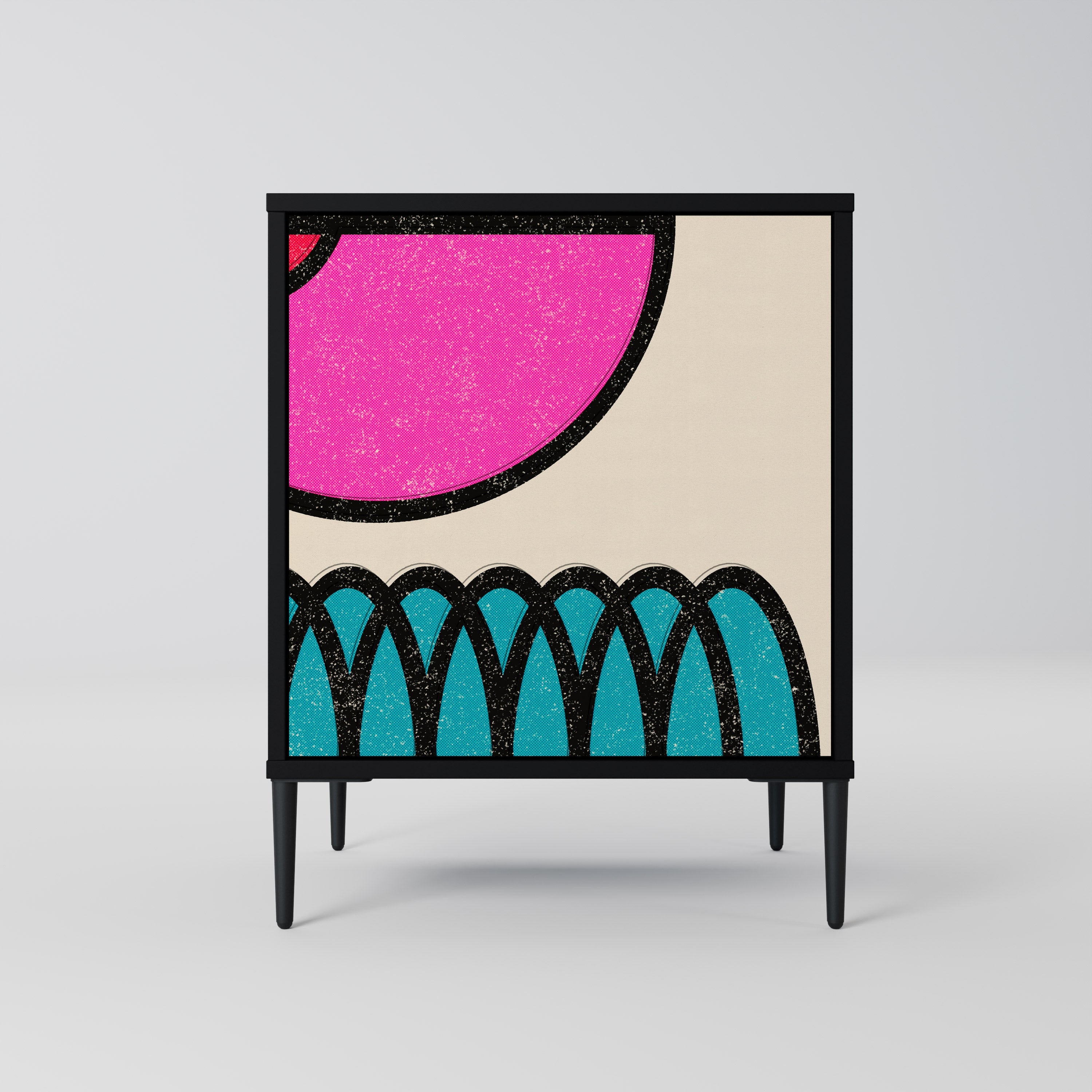 GEOMETRIC RHAPSODY Aparador de 1 Porta em Acabamento Preto