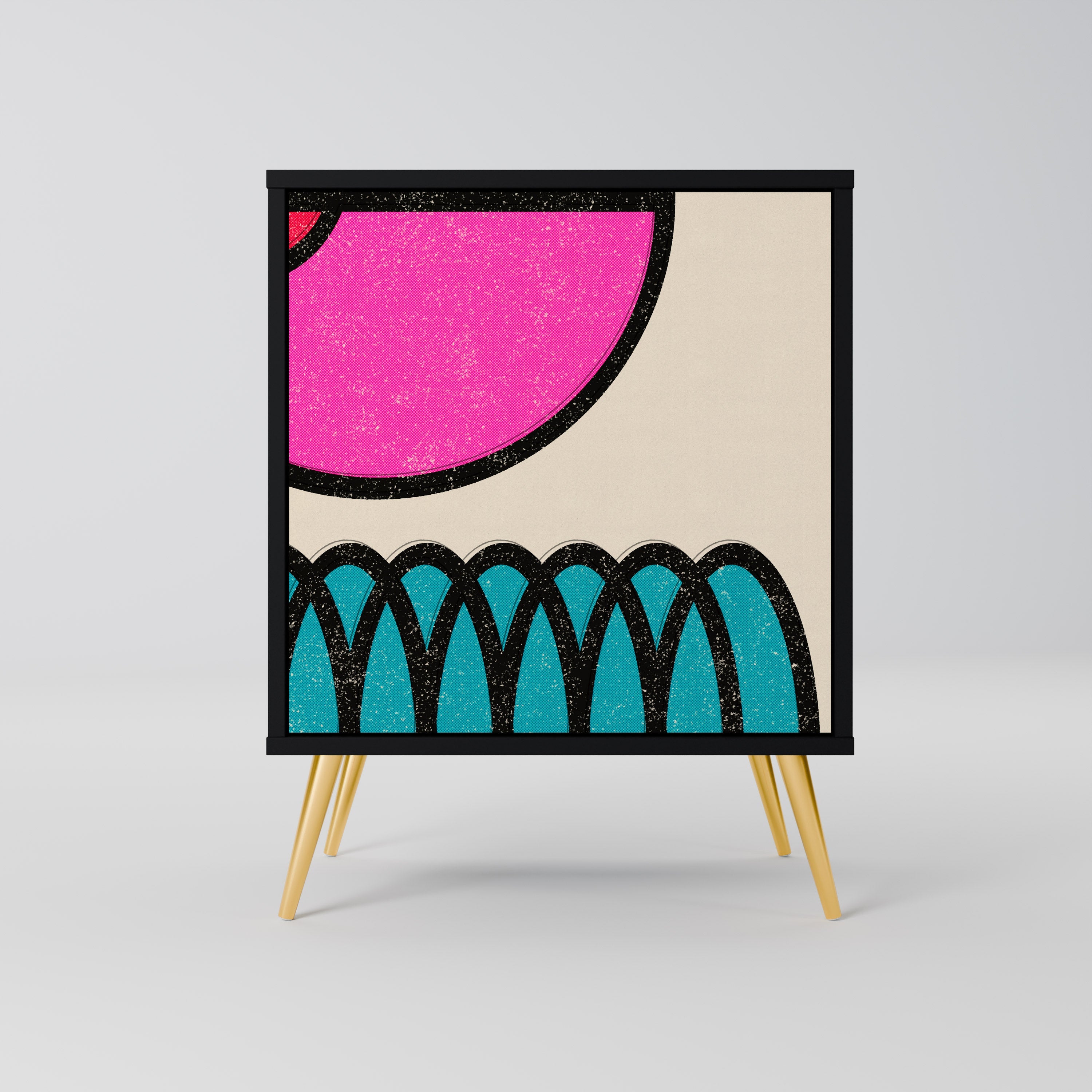 GEOMETRIC RHAPSODY Aparador de 1 Porta em Acabamento Preto