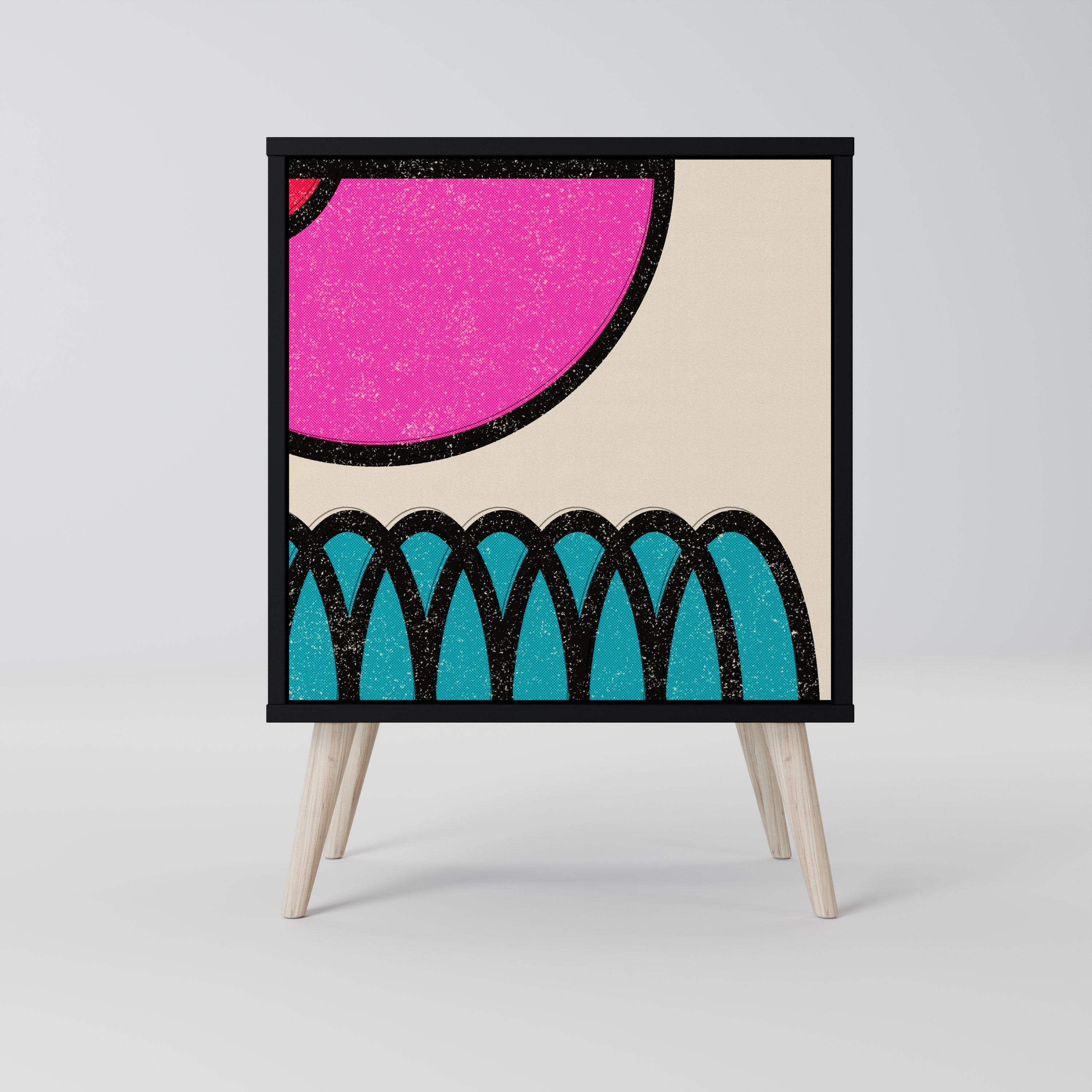 GEOMETRIC RHAPSODY Aparador de 1 Porta em Acabamento Preto