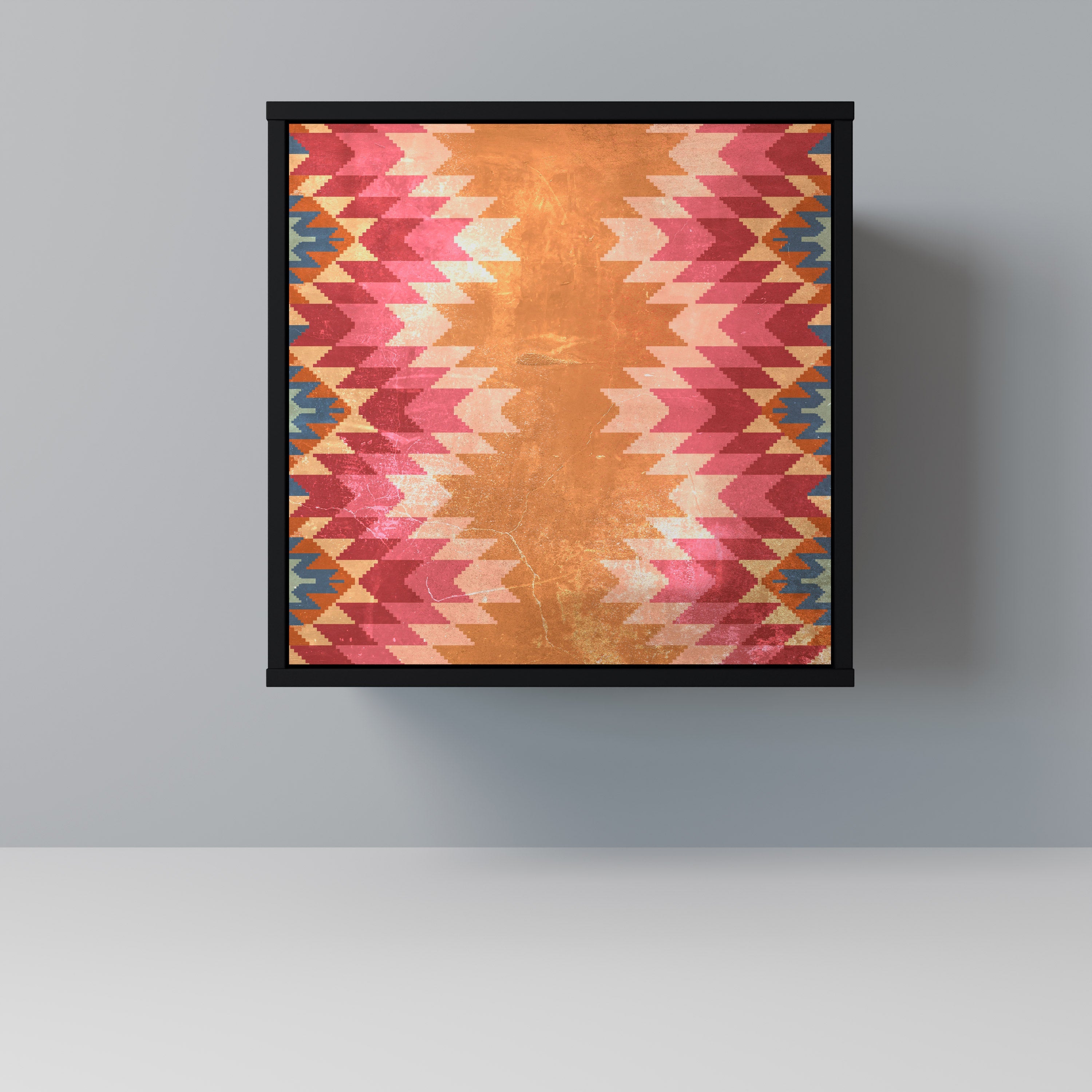 INDIAN FOLK Aparador de 1 Porta em Acabamento Preto