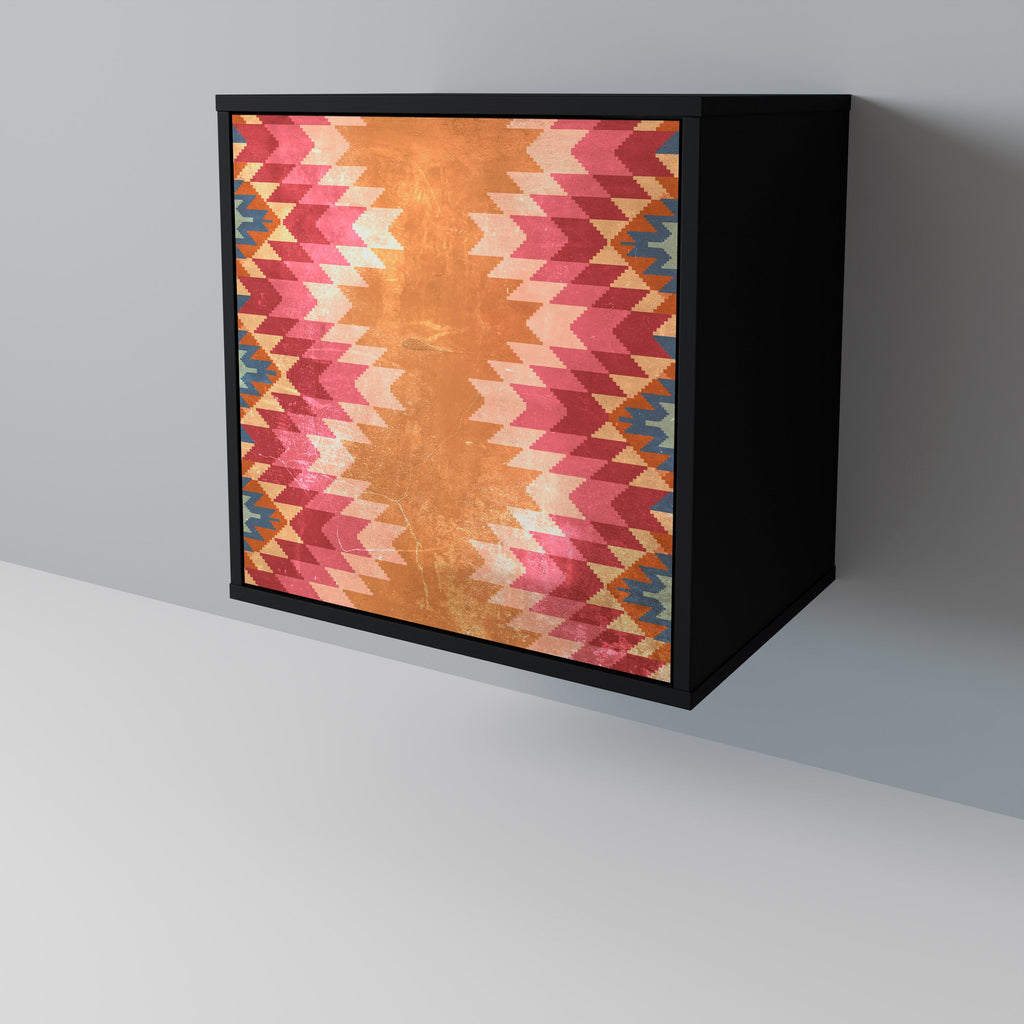 INDIAN FOLK Aparador de 1 Porta em Acabamento Preto