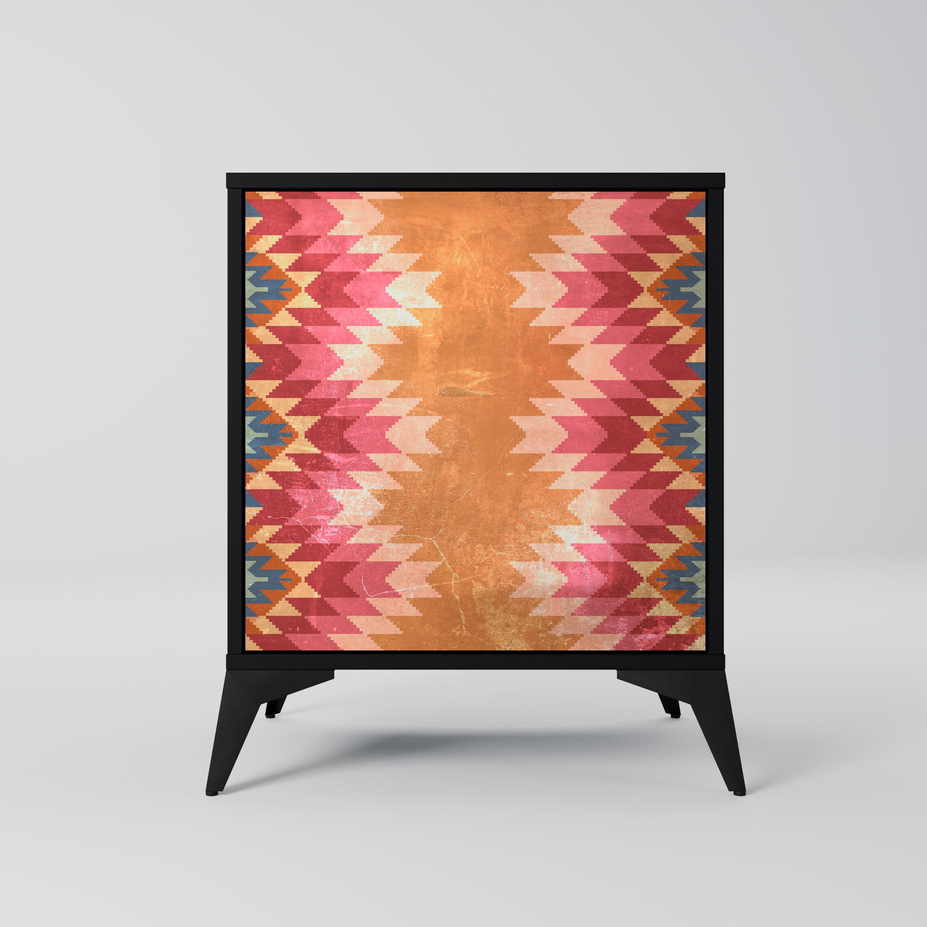 INDIAN FOLK Aparador de 1 Porta em Acabamento Preto