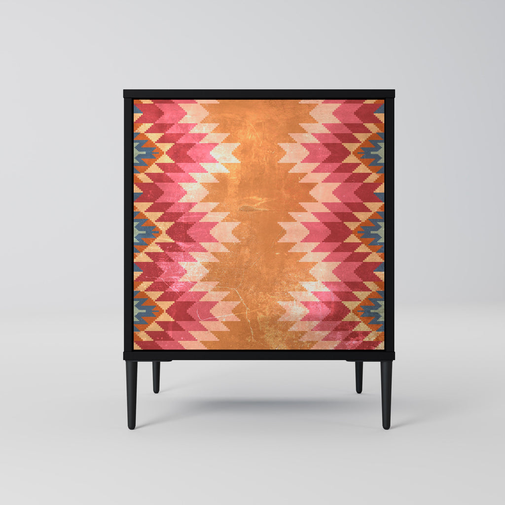 INDIAN FOLK Aparador de 1 Porta em Acabamento Preto