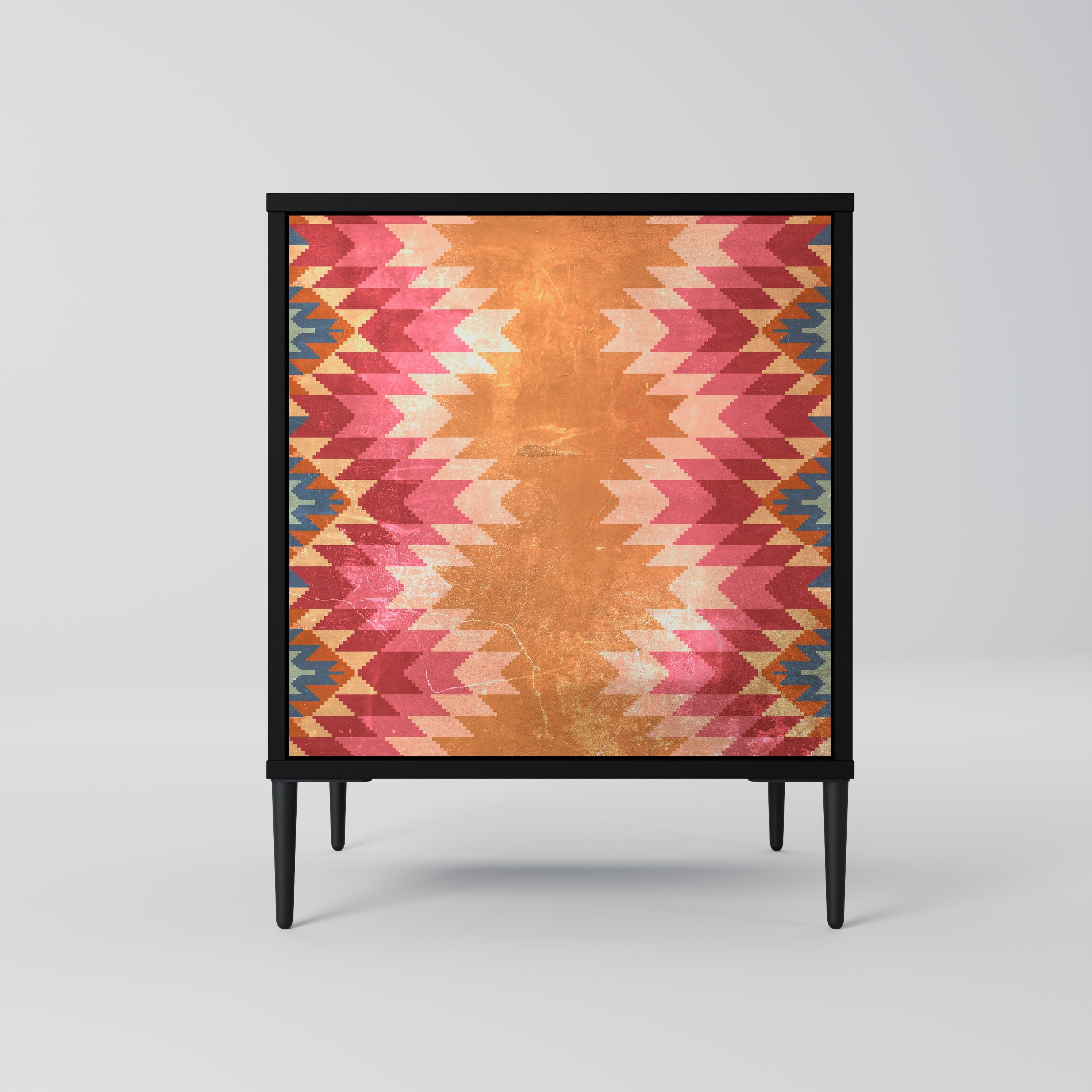 INDIAN FOLK Aparador de 1 Porta em Acabamento Preto