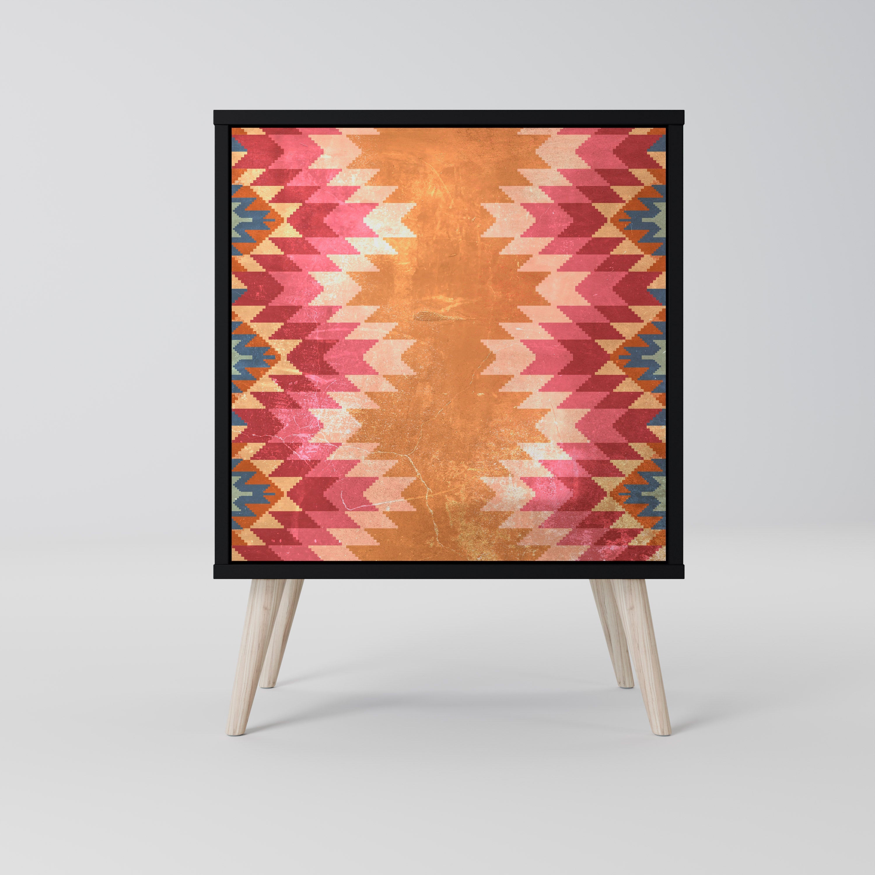 INDIAN FOLK Aparador de 1 Porta em Acabamento Preto