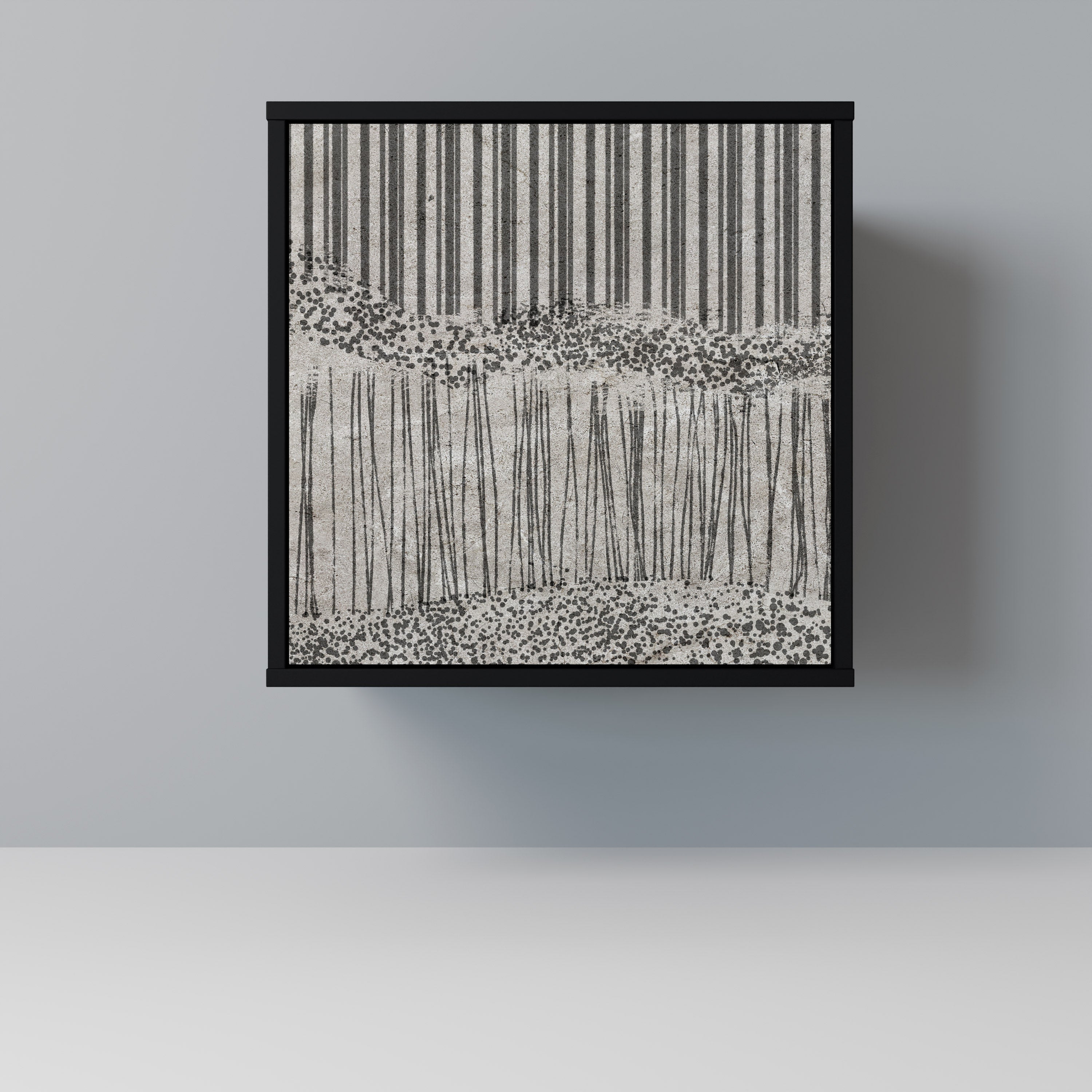 GRAIN LINES Aparador de 1 Porta em Acabamento Preto